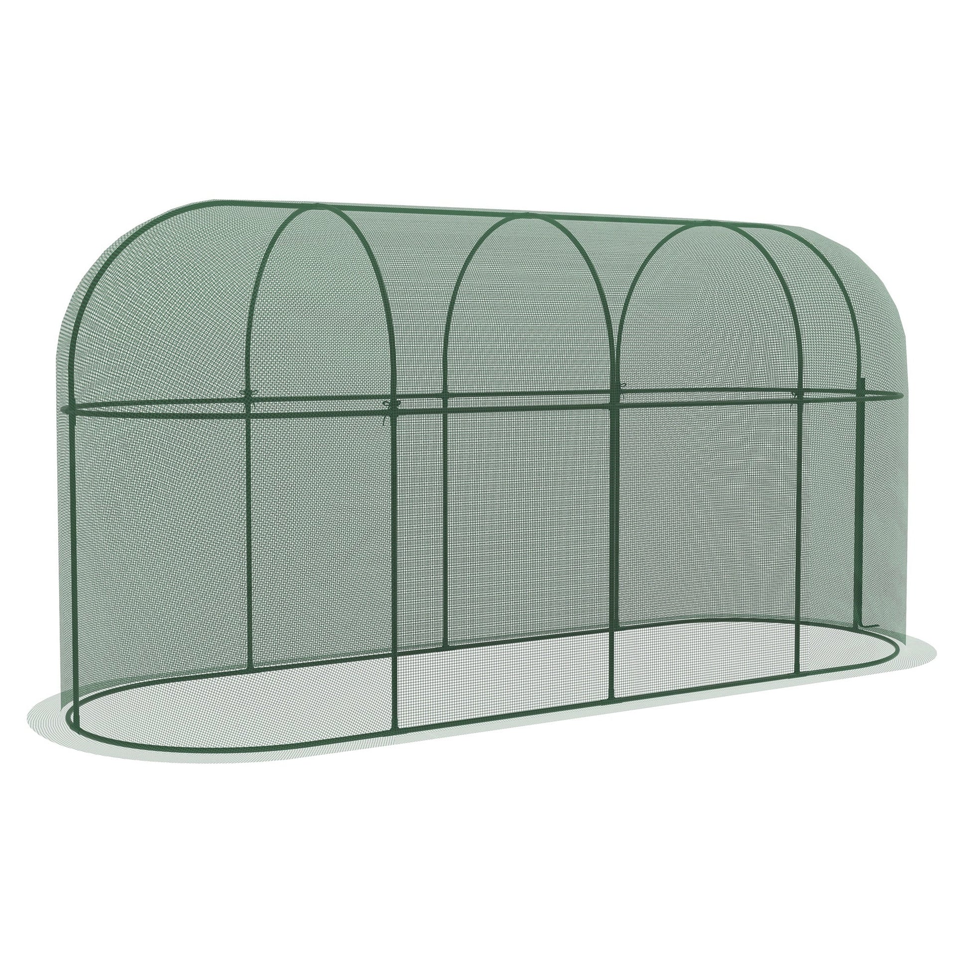 9.8 x 3.3ft Crop Cage, Plant Protector Tent, with Zipped Door and Ground Stakes for Garden, Yard, Lawn, Green
