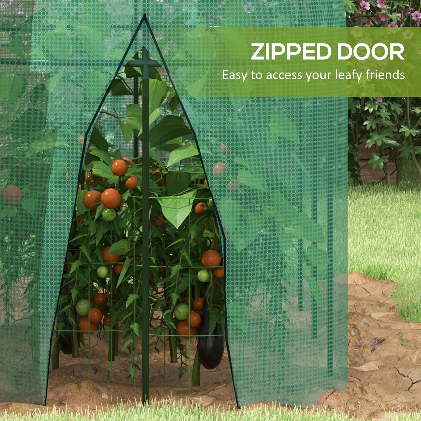 9.8 x 3.3ft Crop Cage, Plant Protector Tent, with Zipped Door and Ground Stakes for Garden, Yard, Lawn, Green