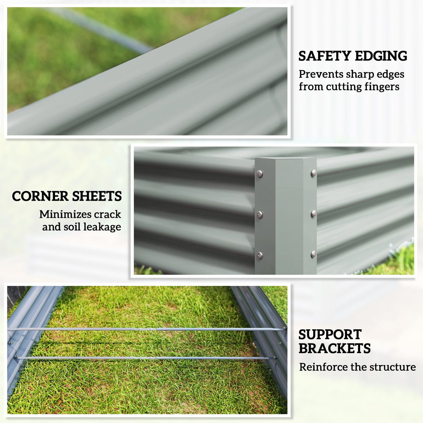 Galvanized Raised Garden Bed, 12 x 4 x 1 FT Rectangular Planter Box, Reinforced Outdoor Raised Bed with Open Bottom for Vegetables, Flowers, Herbs, Silver