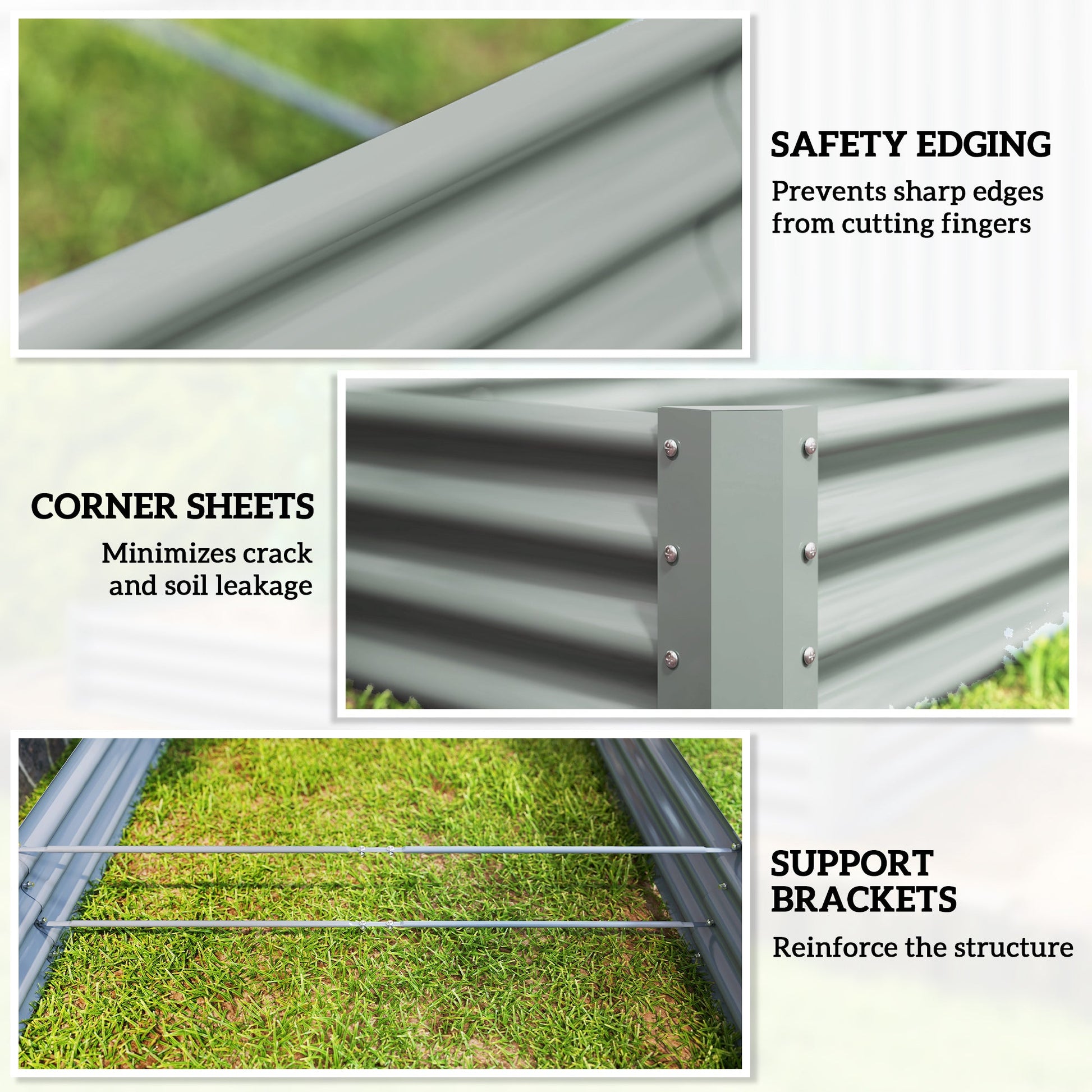 Galvanized Raised Garden Bed, 12 x 4 x 1 FT Rectangular Planter Box, Reinforced Outdoor Raised Bed with Open Bottom for Vegetables, Flowers, Herbs, Silver