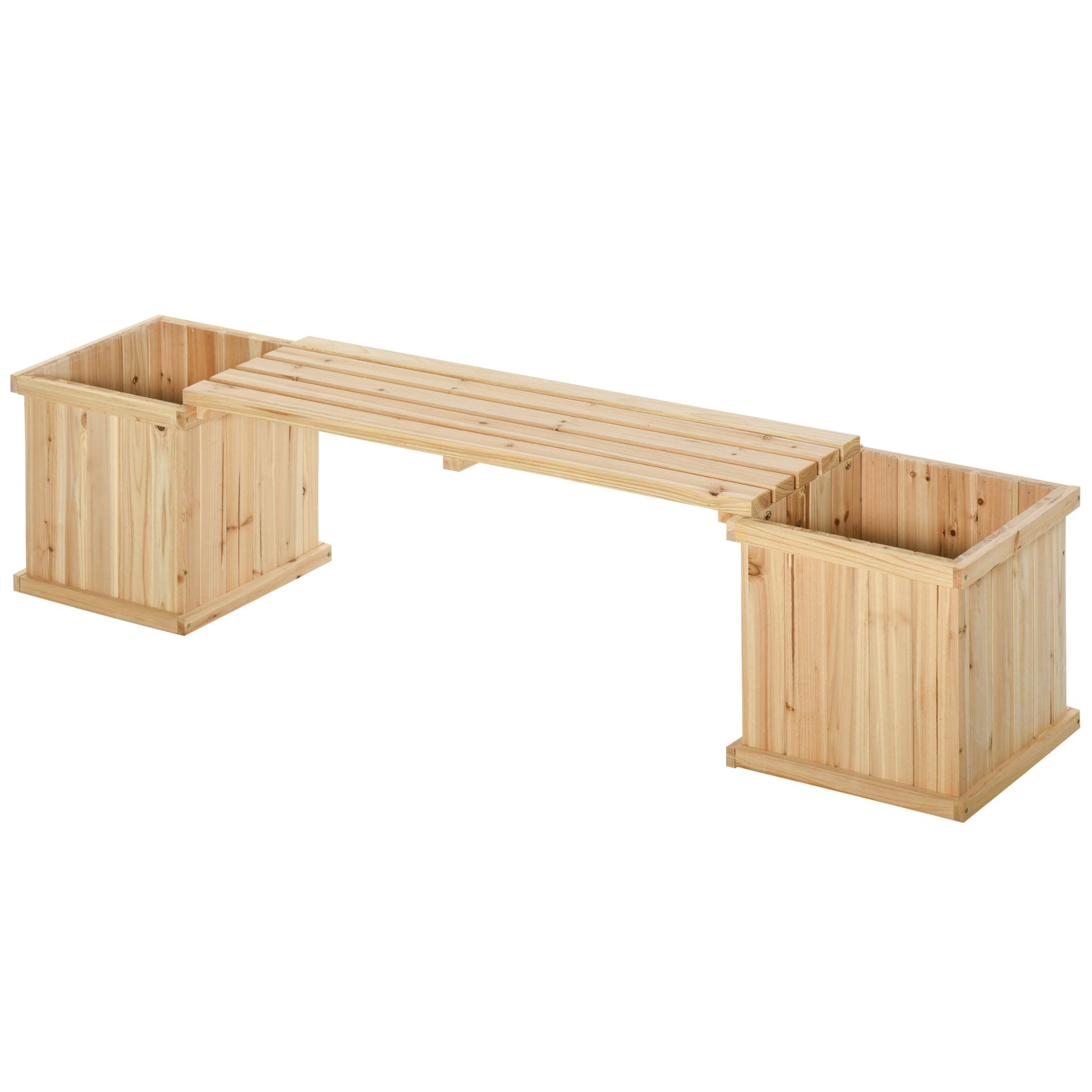 Raised Garden Bed Plant Stand Wooden Garden Planter & Bench Combination Garden Raised Bed for Patio Park, 69.25" x 15" x 15.75", Natural