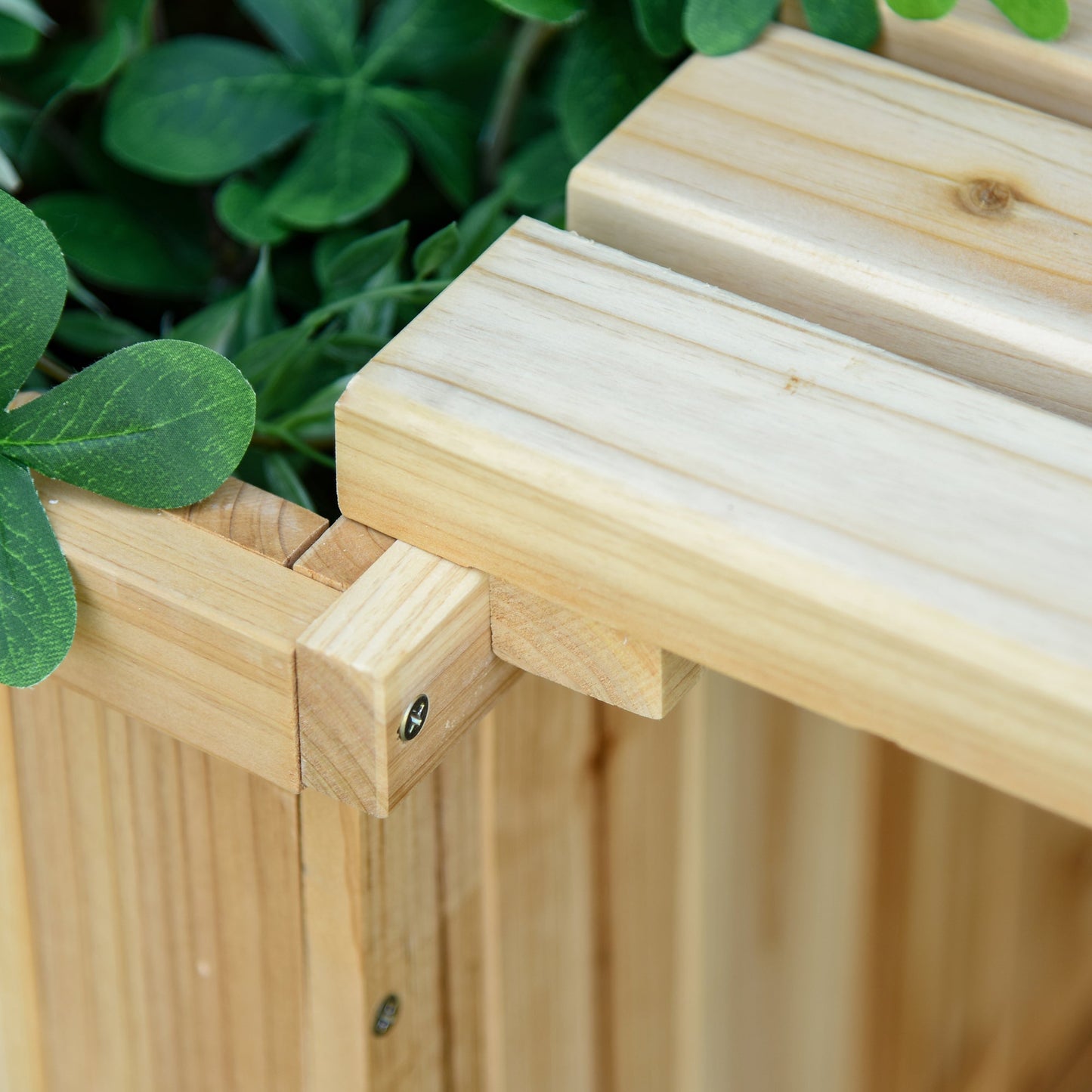 Raised Garden Bed Plant Stand Wooden Garden Planter & Bench Combination Garden Raised Bed for Patio Park, 69.25" x 15" x 15.75", Natural