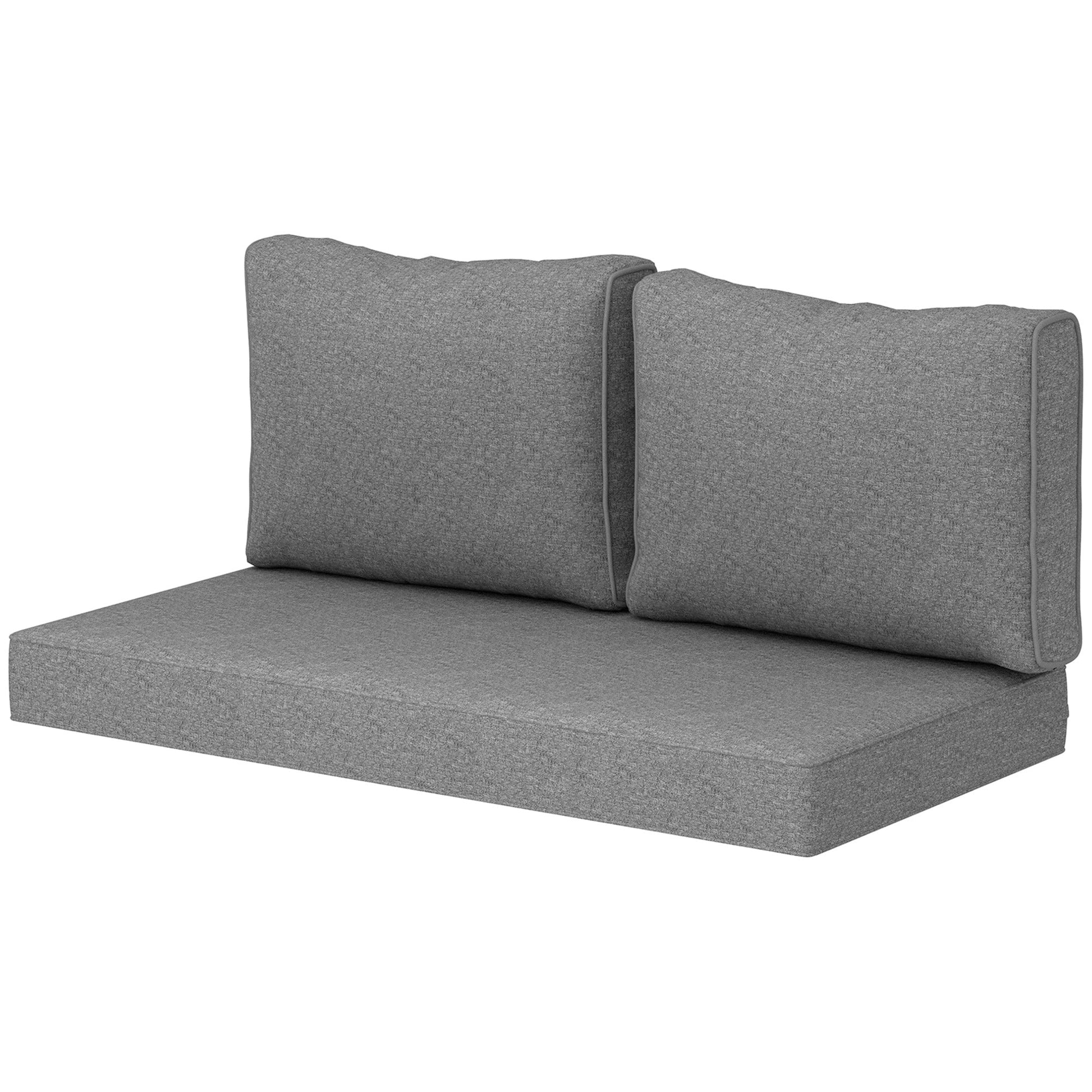 2 Seater Outdoor Seat Cushions with Backrest, Loveseat Double Sofa Outdoor Furniture Cushions, Fade-Resistant Replacement Patio Cushions for Indoor and Outdoor, Grey