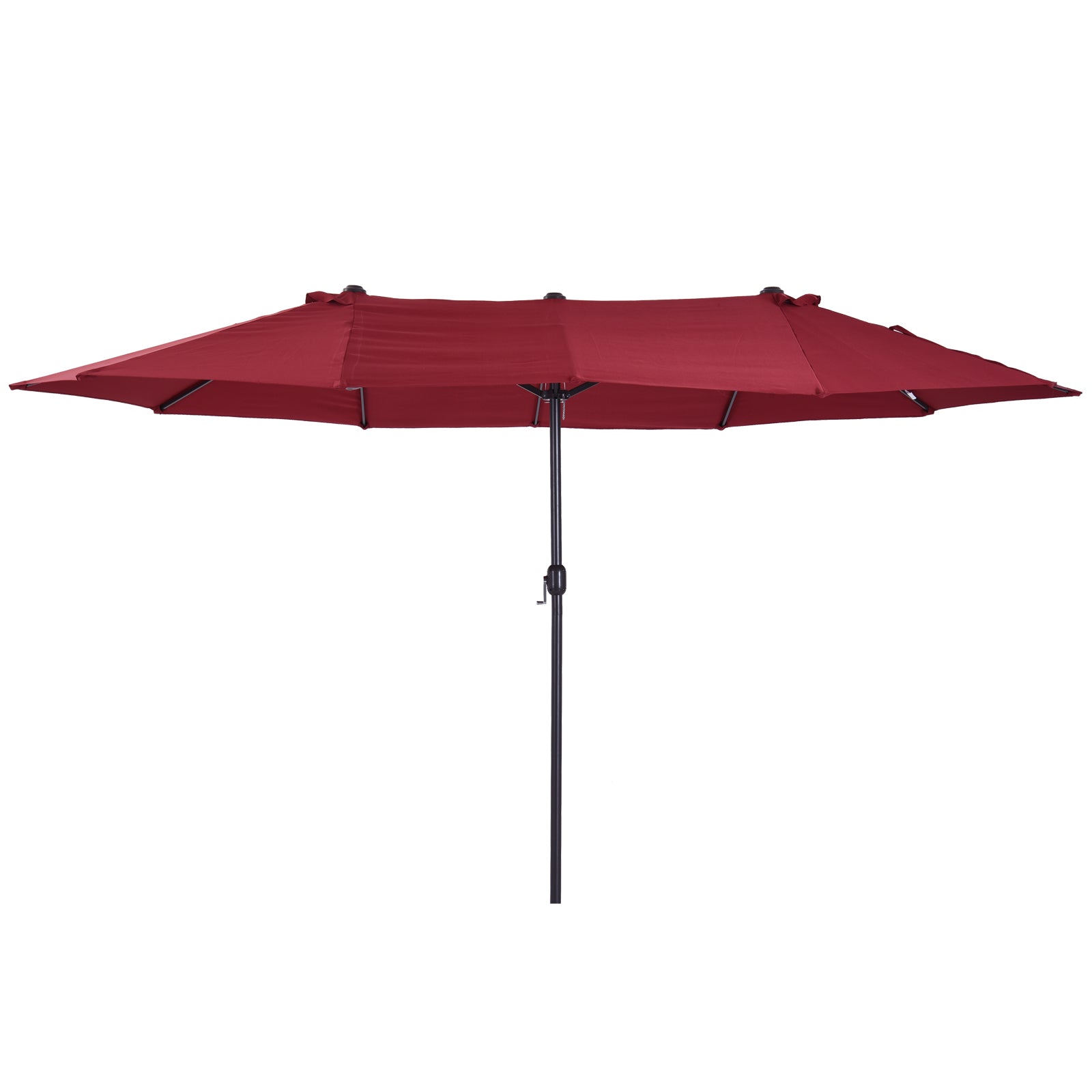 15ft Double-sided Patio Umbrella with Twin Canopy, Extra Large Outdoor Parasol with Crank for Pool, Deck, Market, Wine Red
