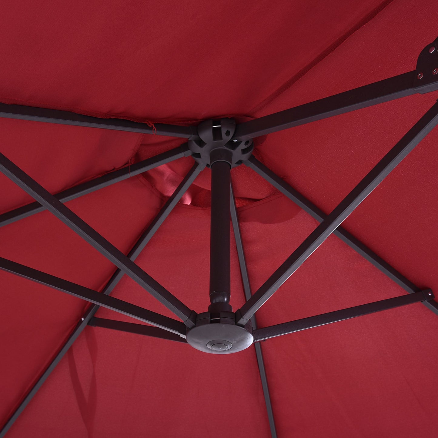 15ft Double-sided Patio Umbrella with Twin Canopy, Extra Large Outdoor Parasol with Crank for Pool, Deck, Market, Wine Red
