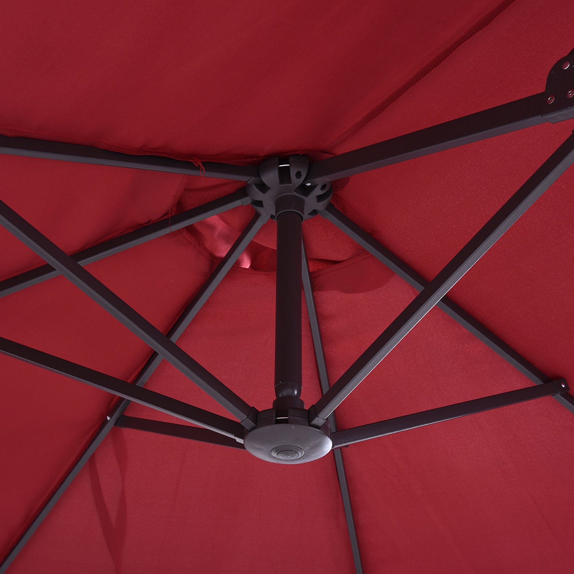 15ft Double-sided Patio Umbrella with Twin Canopy, Extra Large Outdoor Parasol with Crank for Pool, Deck, Market, Wine Red