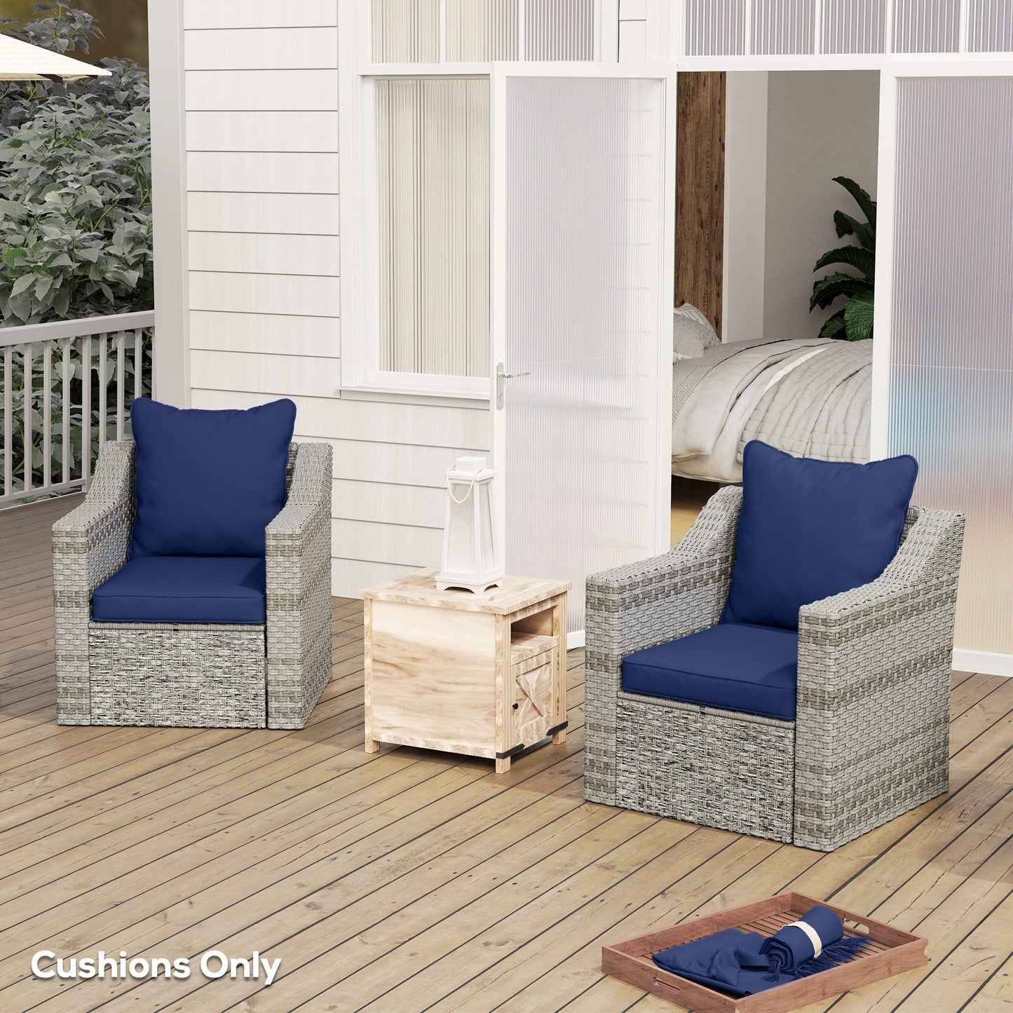 4-Piece Patio Chair Cushions Pillows, Back and Seat Replacement Patio Cushions Set for Indoor Outdoor Garden Furniture, Dark Blue