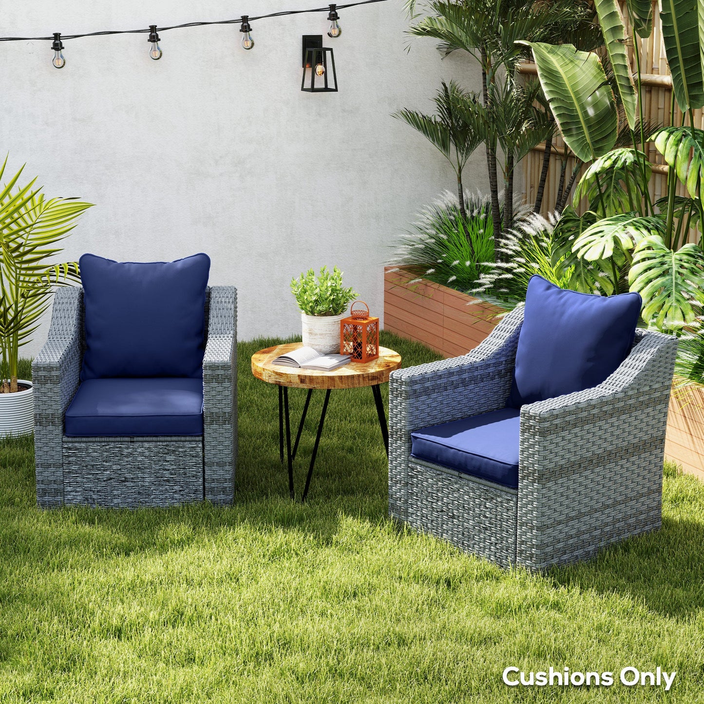 4-Piece Patio Chair Cushions Pillows, Back and Seat Replacement Patio Cushions Set for Indoor Outdoor Garden Furniture, Dark Blue