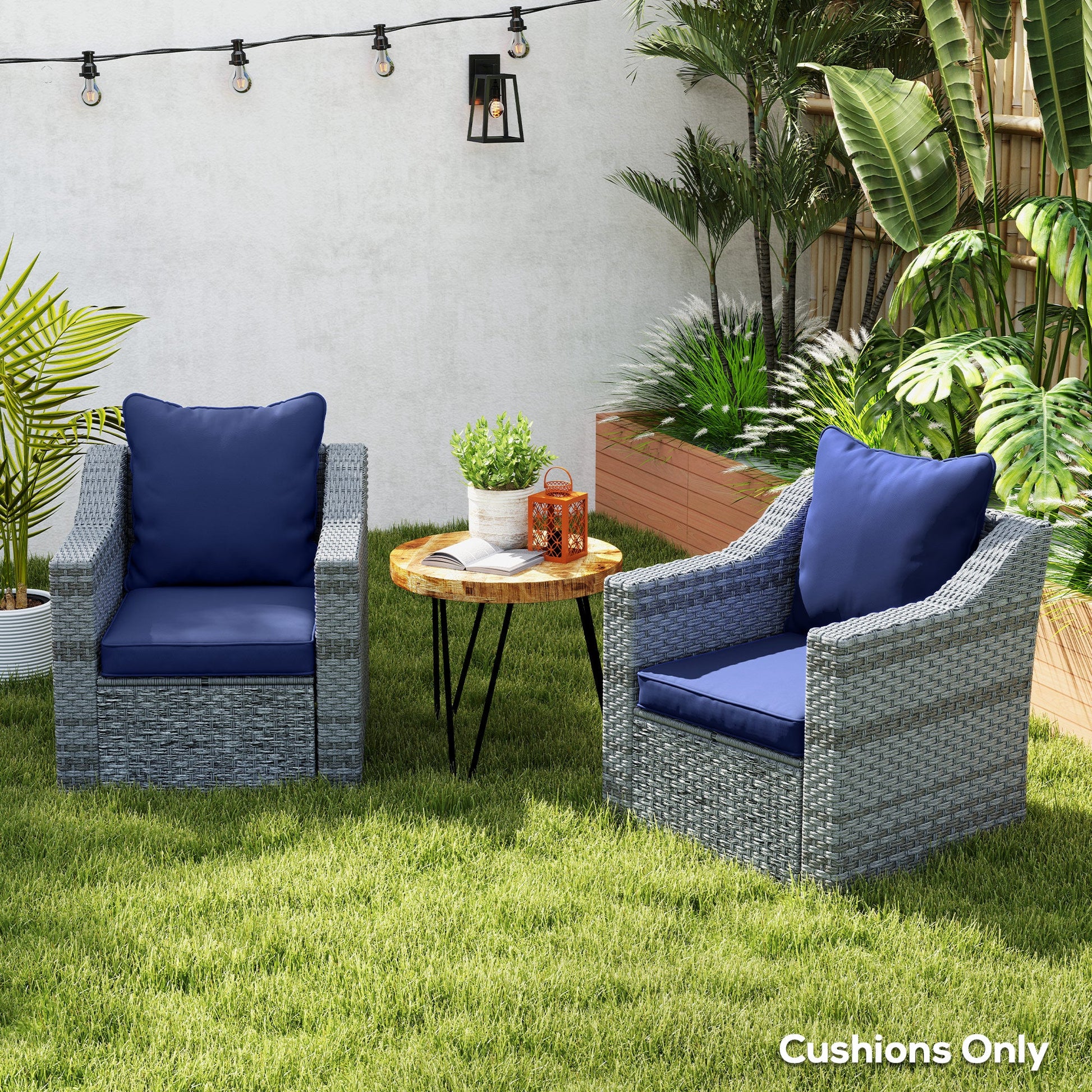 4-Piece Patio Chair Cushions Pillows, Back and Seat Replacement Patio Cushions Set for Indoor Outdoor Garden Furniture, Dark Blue