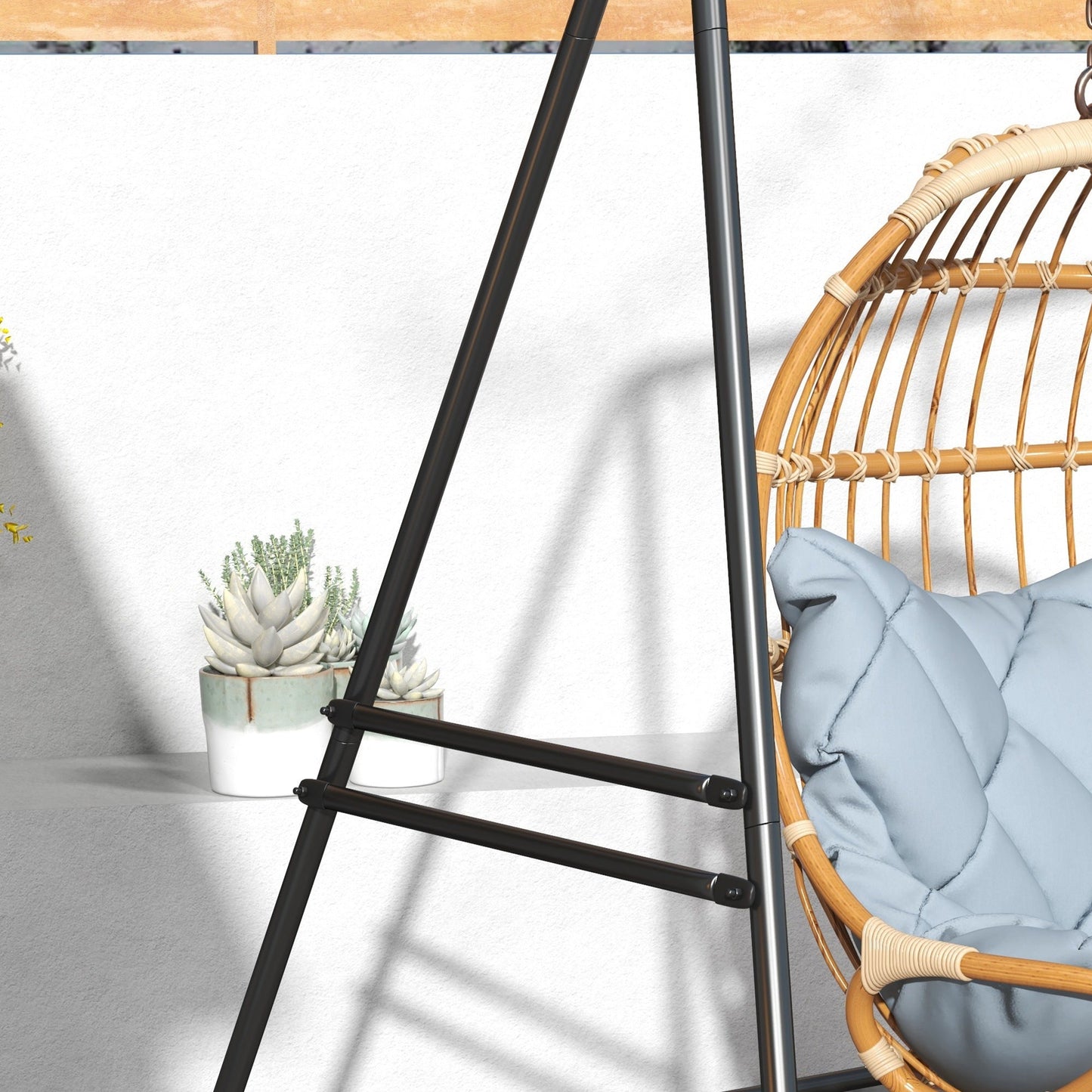 Hammock Chair Stand, Hanging Heavy Duty Metal Frame Hammock Stand for Hanging Hammock Air Porch Swing Chair, Egg Cahir, Indoor & Outdoor Use, Black