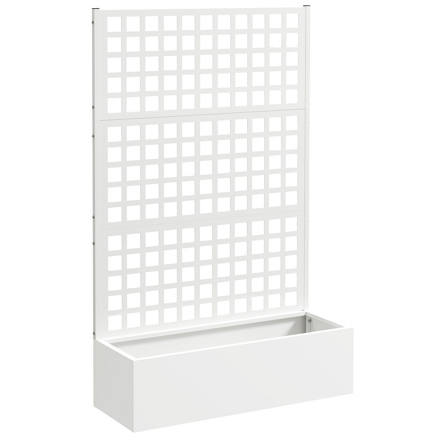Galvanized Raised Garden Bed with Trellis, 43"x16"x70" Metal Planter Box with Drainage Holes, Outdoor Privacy Screen for Climbing Plant Vegetable Vine, White
