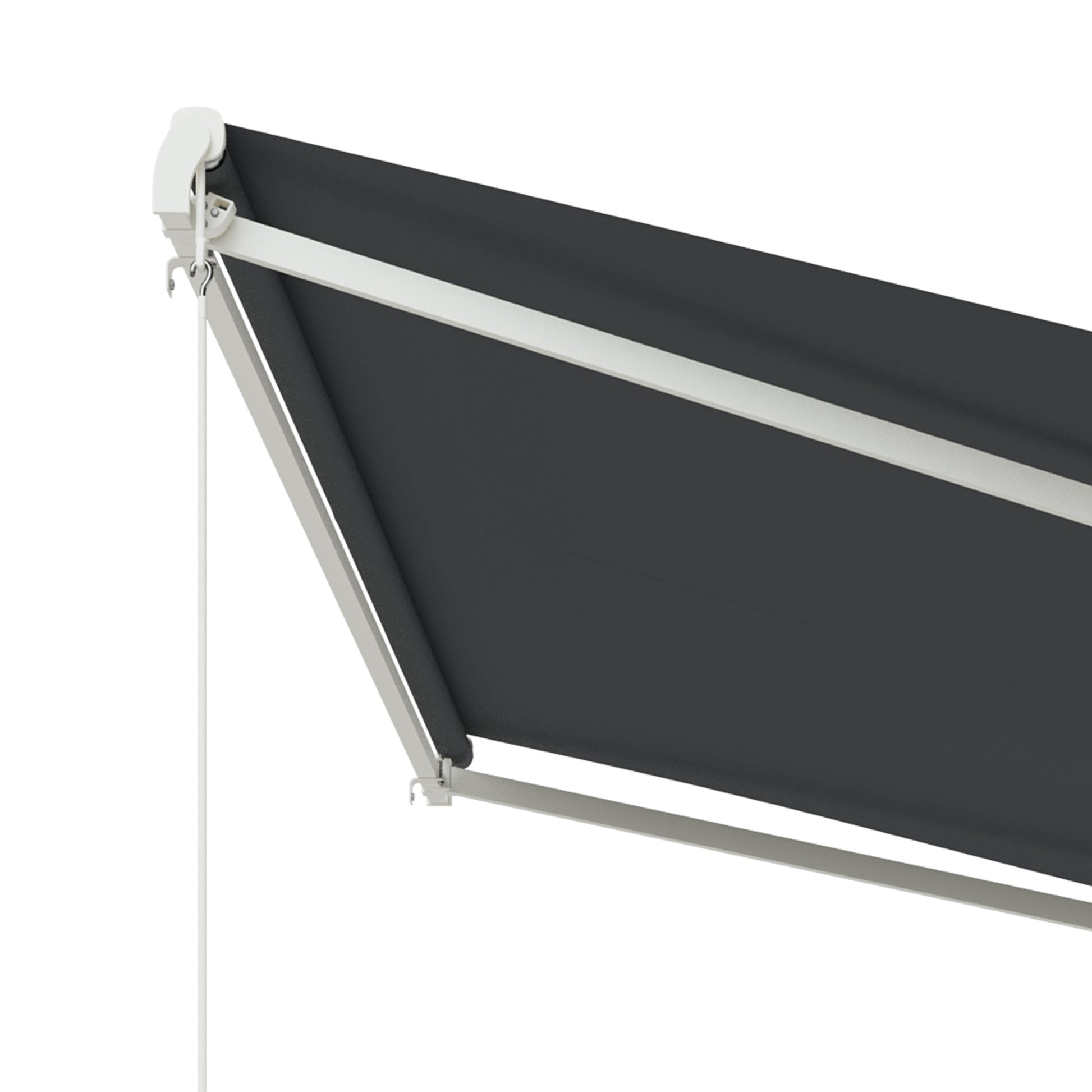 13' x 10' Electric Awning, Retractable Awning Sun Shade Shelter with Remote Controller, Manual Crank Handle and Aluminum Frame, for Deck, Balcony, Yard, Grey