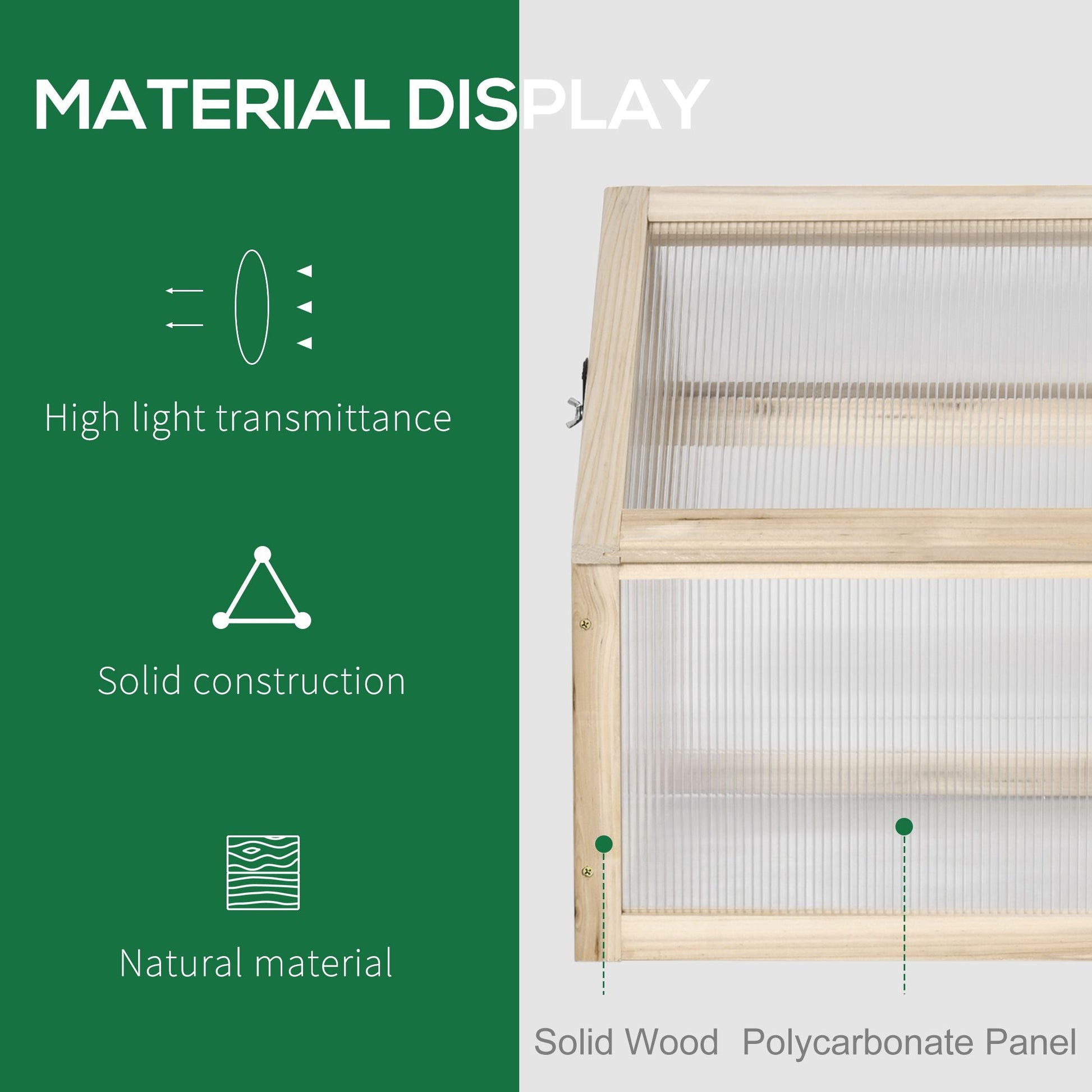 Wooden Cold Frame Greenhouse Garden Portable Raised Planter with Openable Top for Indoor, Outdoor, Flowers, Vegetables, Plants, 35.5" x 20.5" x 19.5", Natural Wood