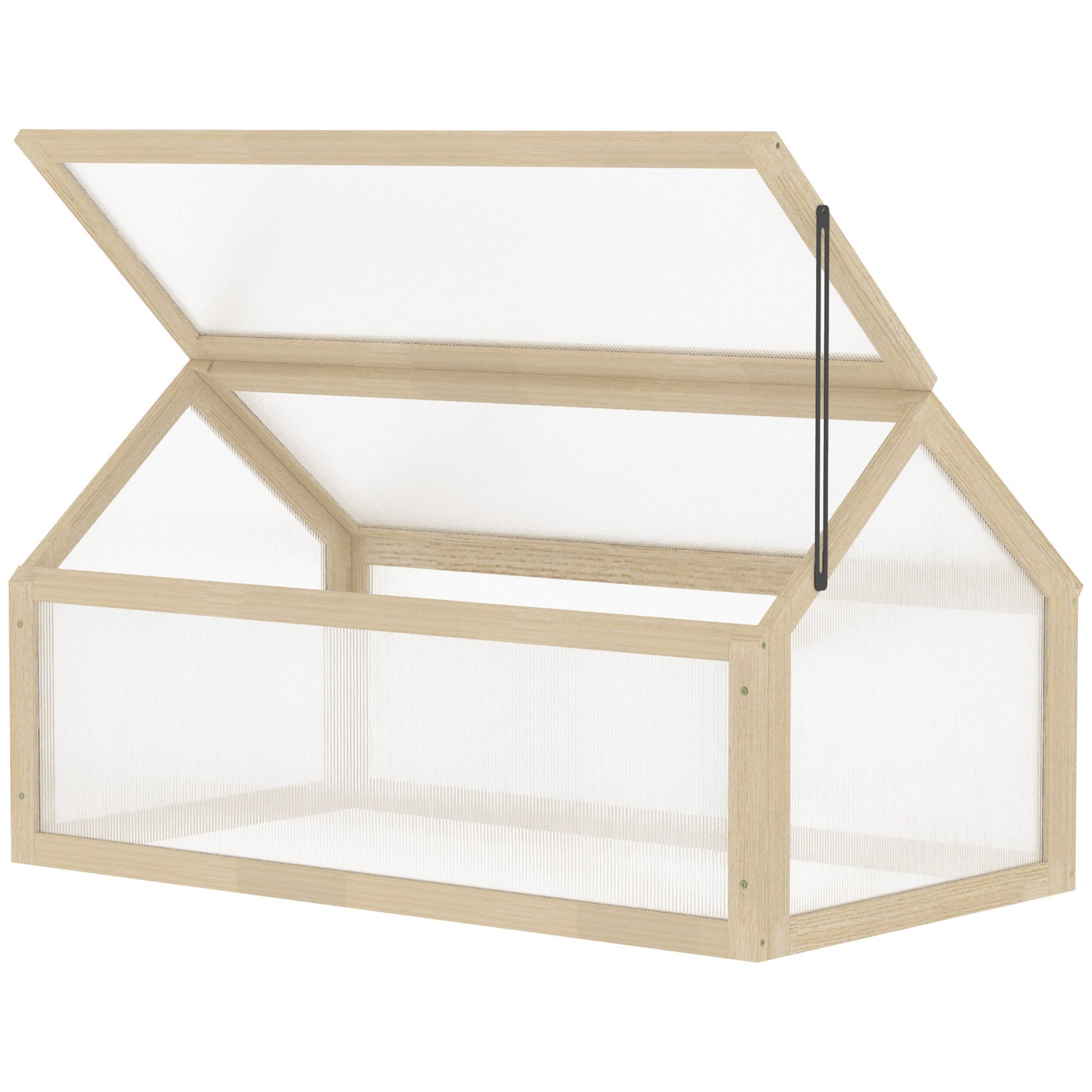 Wooden Cold Frame Greenhouse Garden Portable Raised Planter with Openable Top for Indoor, Outdoor, Flowers, Vegetables, Plants, 35.5" x 20.5" x 19.5", Natural Wood