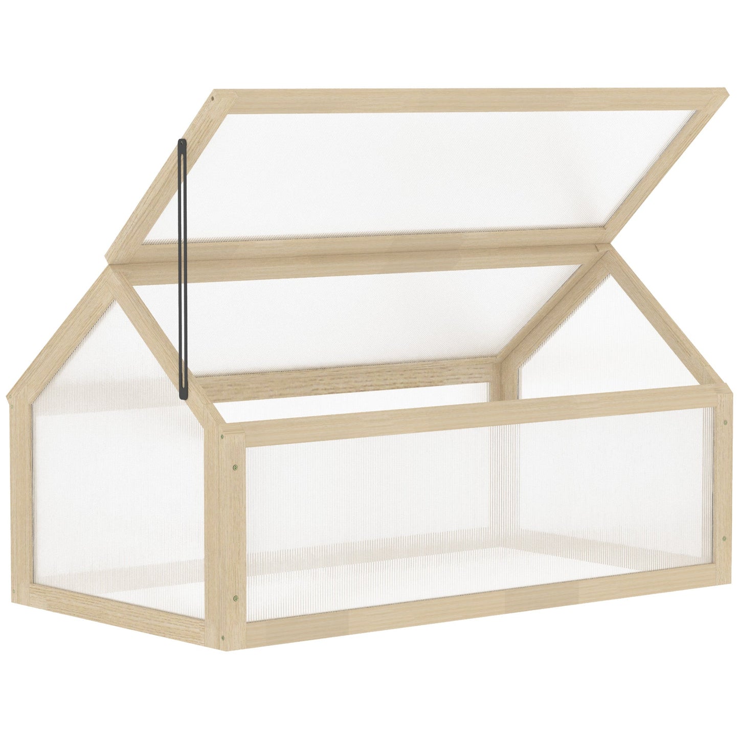 Wooden Cold Frame Greenhouse Garden Portable Raised Planter with Openable Top for Indoor, Outdoor, Flowers, Vegetables, Plants, 35.5" x 20.5" x 19.5", Natural Wood