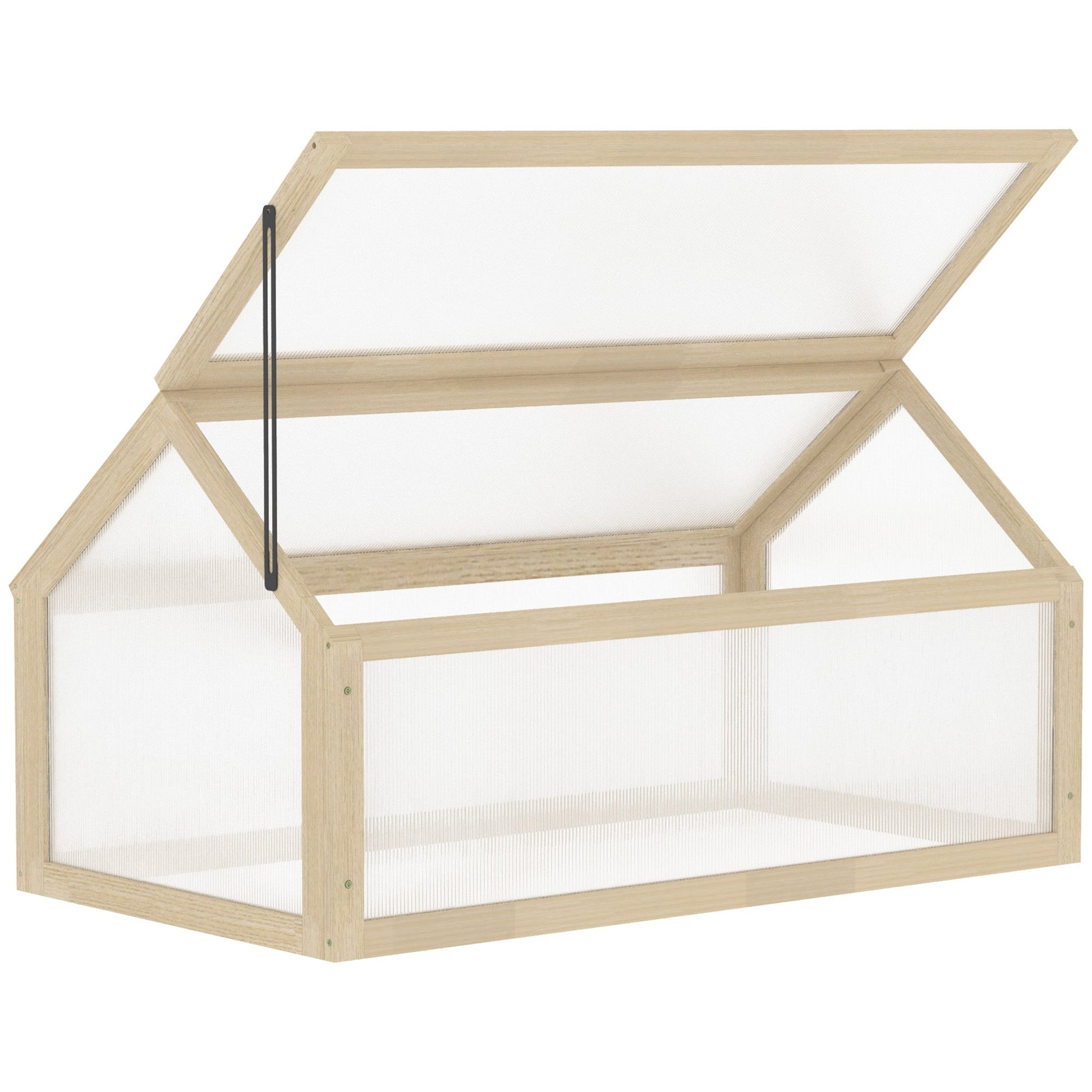 Wooden Cold Frame Greenhouse Garden Portable Raised Planter with Openable Top for Indoor, Outdoor, Flowers, Vegetables, Plants, 35.5" x 20.5" x 19.5", Natural Wood
