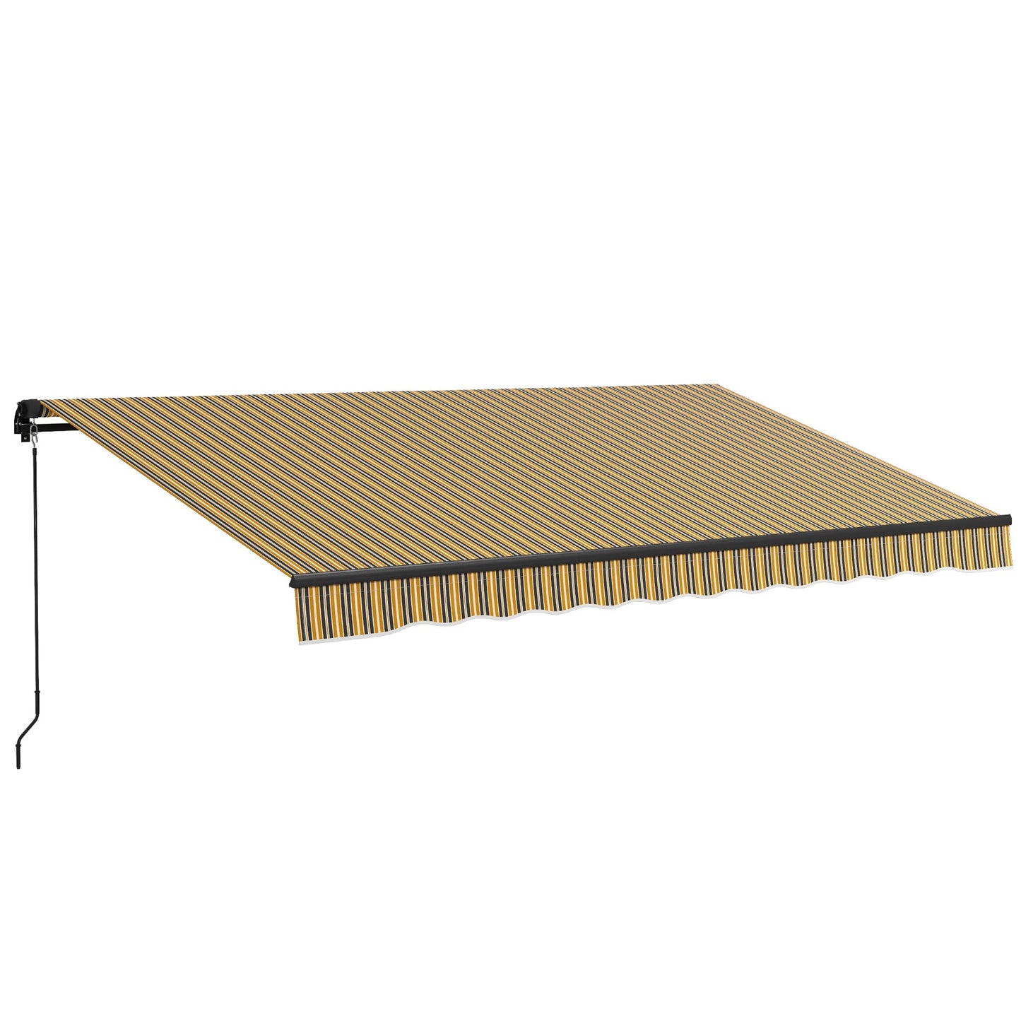  13' x 10' Retractable Awning, Patio Awning Sunshade Shelter with Manual Crank Handle, 280gsm UV Resistant Fabric and Aluminum Frame, for Balcony, Yard, Amber/Dark Grey