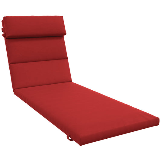 Outdoor Lounge Chair Cushion, Patio Chaise Lounge Cushion with Headrest and Ties, Water Resistant Replacement Sun Lounger Seat Pads, Wine Red