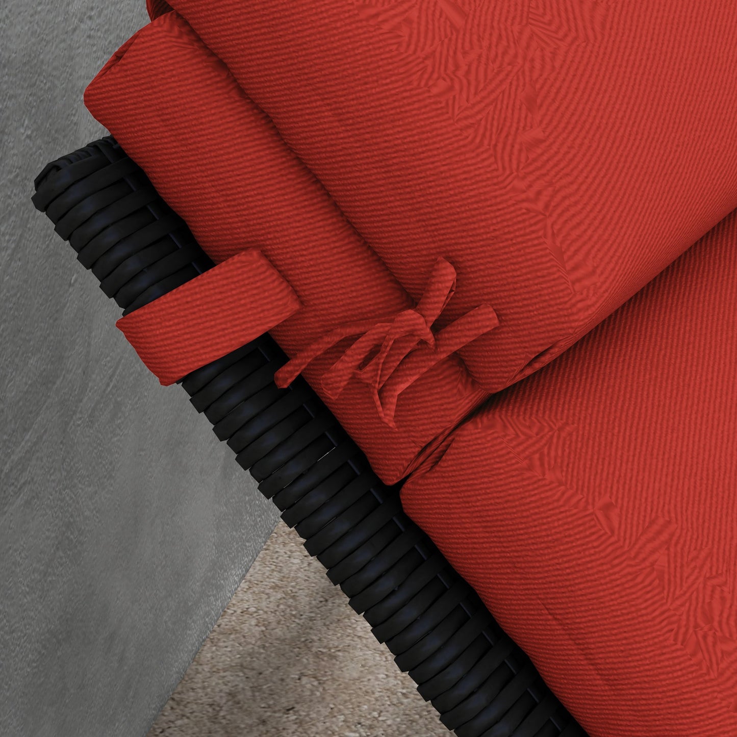 Outdoor Lounge Chair Cushion, Patio Chaise Lounge Cushion with Headrest and Ties, Water Resistant Replacement Sun Lounger Seat Pads, Wine Red