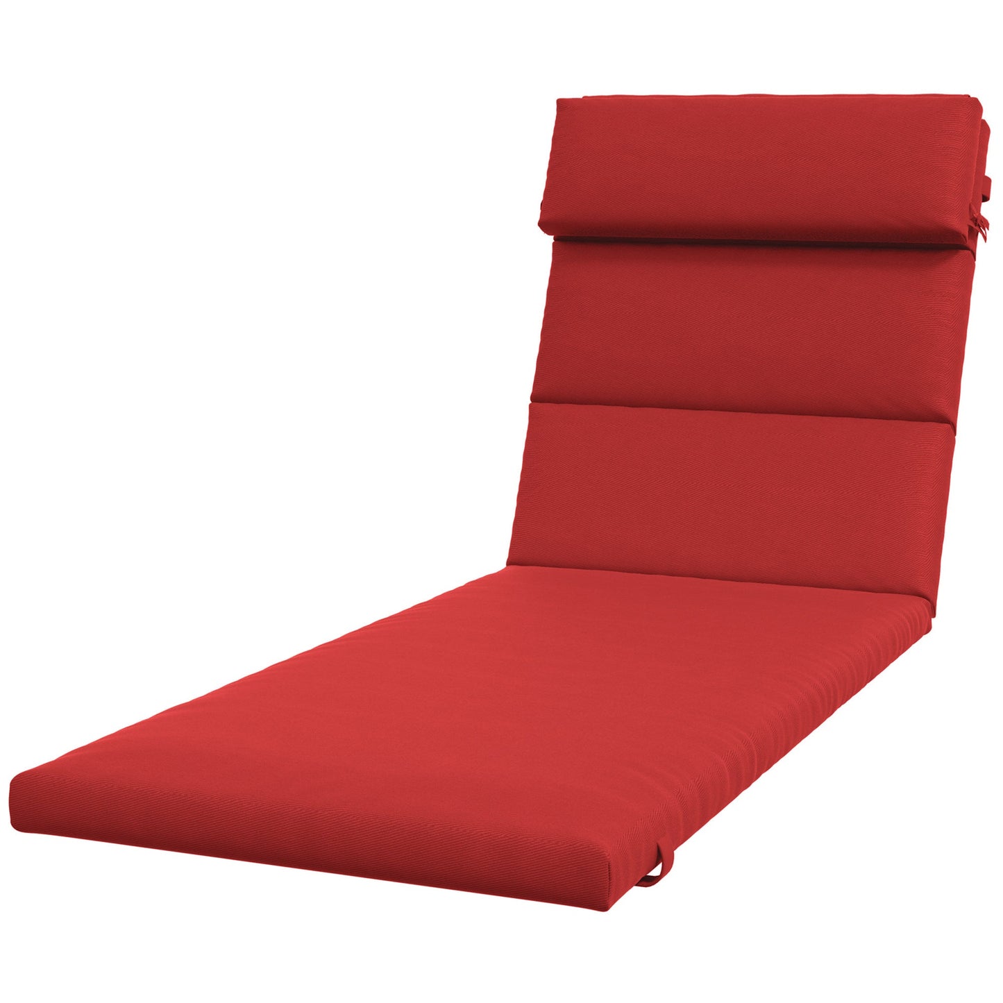 Outdoor Lounge Chair Cushion, Patio Chaise Lounge Cushion with Headrest and Ties, Water Resistant Replacement Sun Lounger Seat Pads, Wine Red