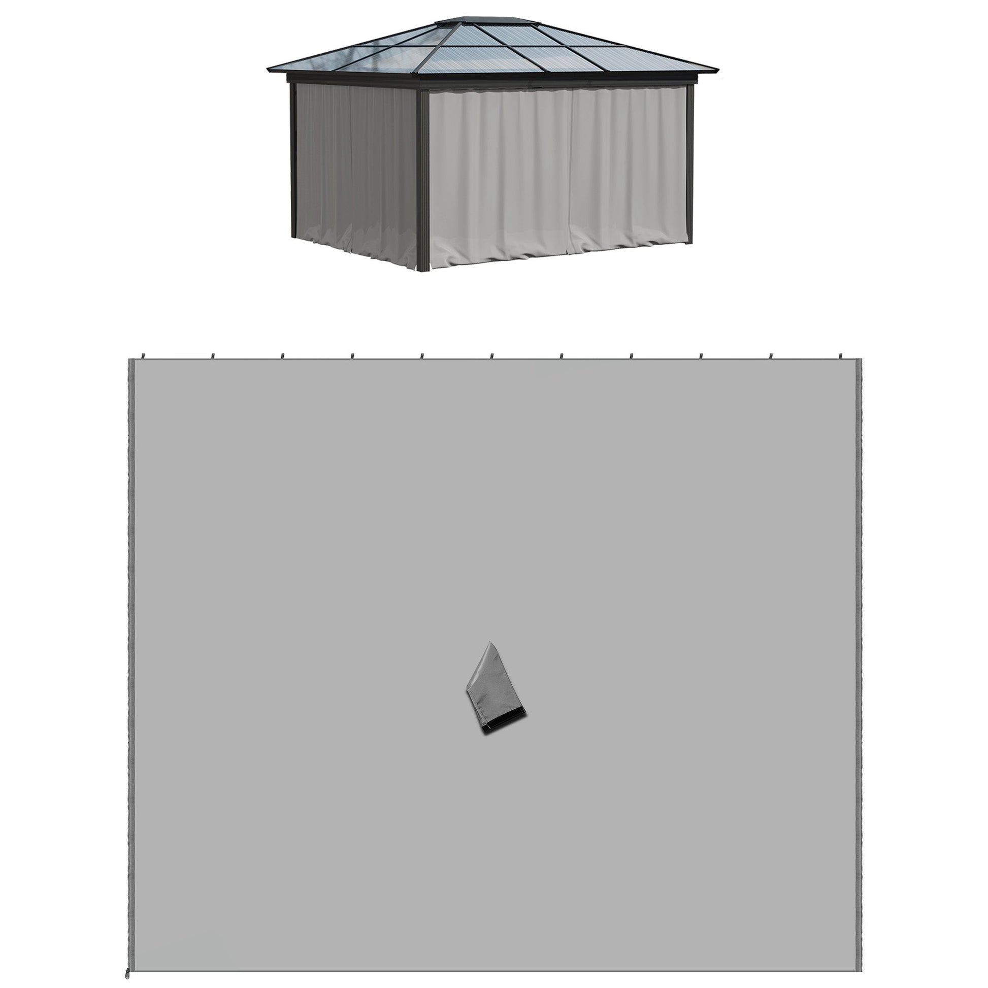 10' x 10' Universal Gazebo Sidewall Set with 4 Panels, Hooks/C-Rings Included for Pergolas & Cabanas, Light Grey