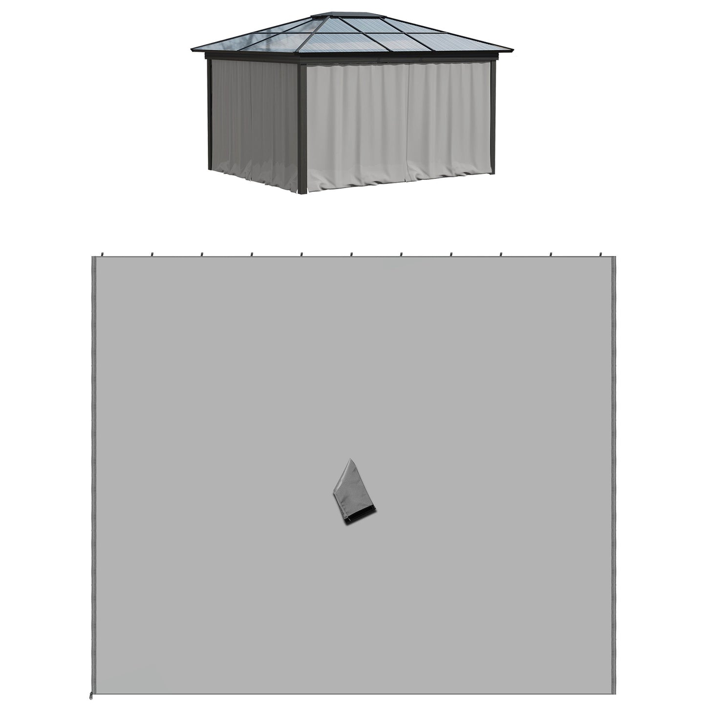 10' x 10' Universal Gazebo Sidewall Set with 4 Panels, Hooks/C-Rings Included for Pergolas & Cabanas, Light Grey