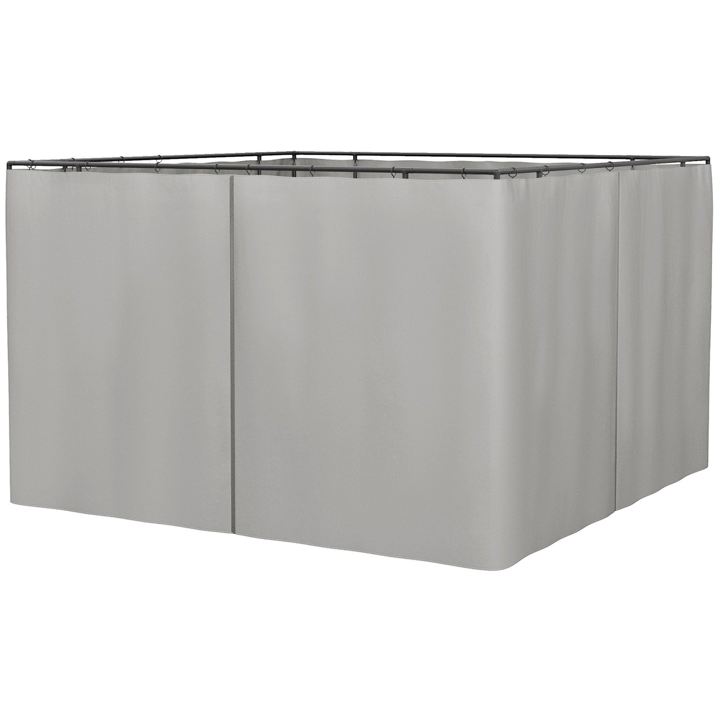 10' x 10' Universal Gazebo Sidewall Set with 4 Panels, Hooks/C-Rings Included for Pergolas & Cabanas, Light Grey
