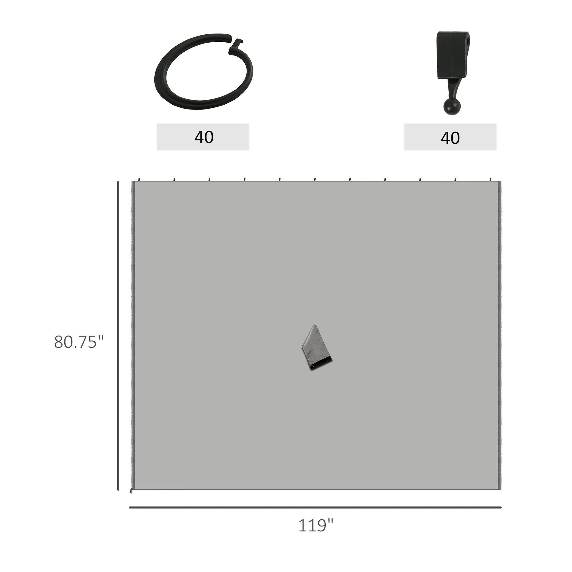 10' x 10' Universal Gazebo Sidewall Set with 4 Panels, Hooks/C-Rings Included for Pergolas & Cabanas, Light Grey