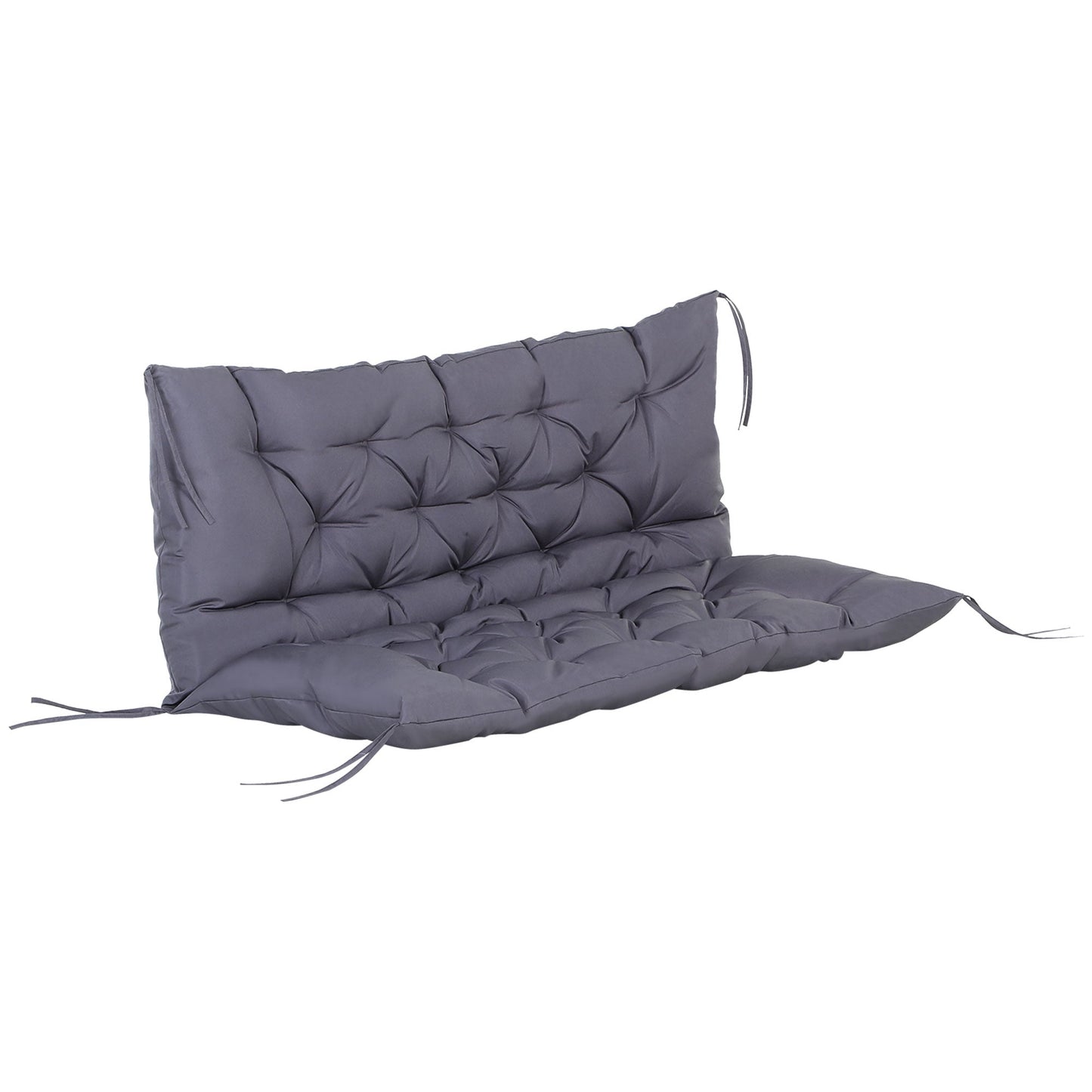 2 Seater Garden Bench Cushions, Thick Outdoor Non-Slip 2 Seater Soft Pad With Backrest for Garden Patio, 52" x 43" x 4", Dark Grey