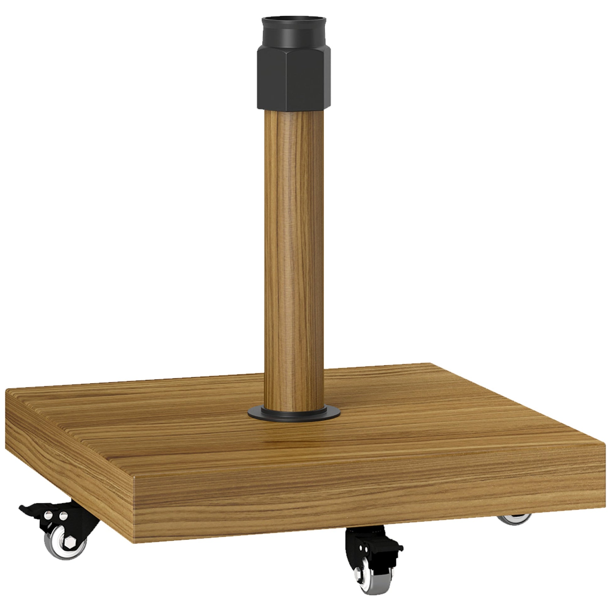 Patio Umbrella Base Holder, Outdoor Umbrella Stand with Wheels, Heavy Duty Patio Umbrella Stand Base for Garden, Poolside, Nature Wood
