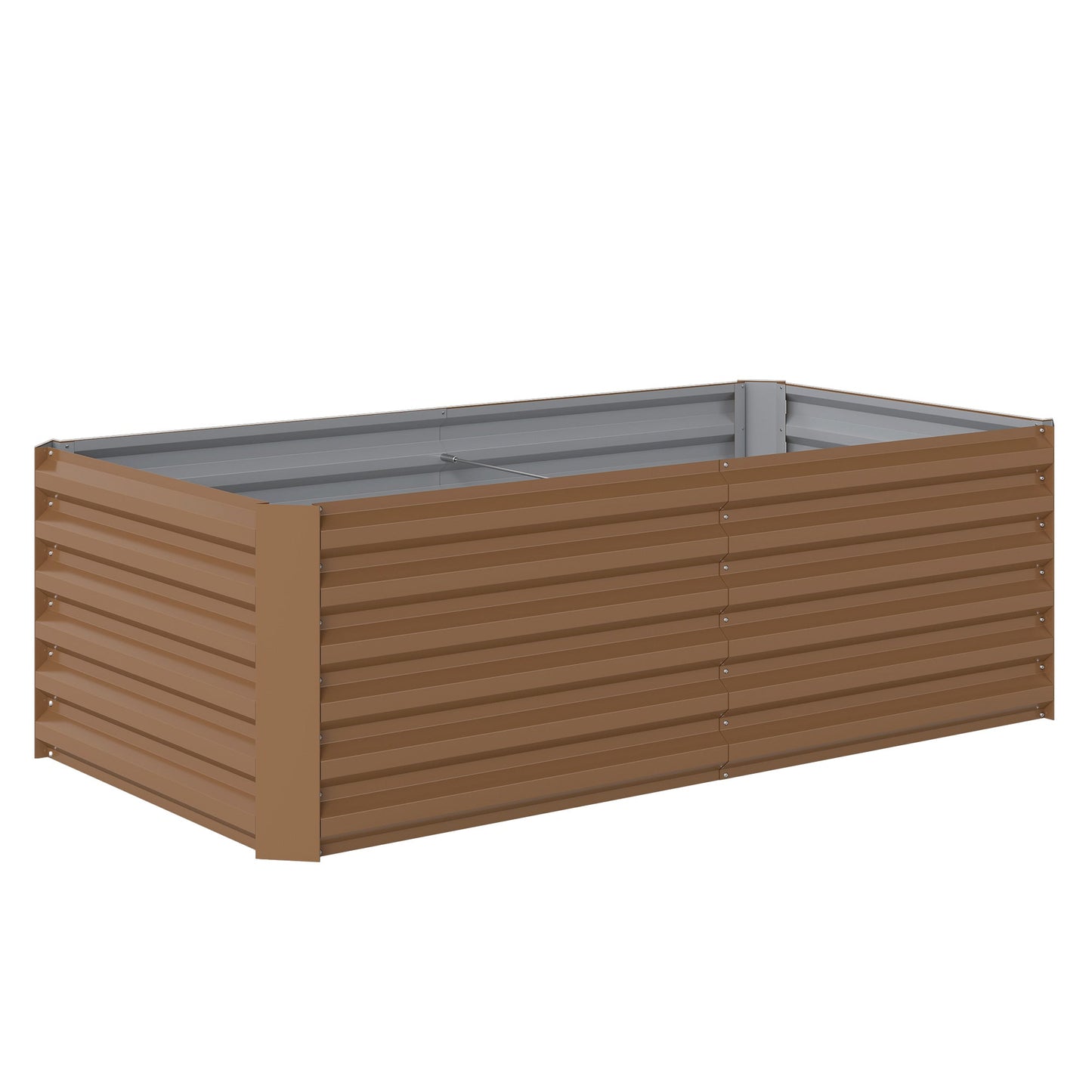 Galvanized Raised Garden Bed, 6' x 3' x 2' Outdoor Metal Planter Box, Standing Raised Bed for Growing Flowers, Herbs and Vegetables, Brown