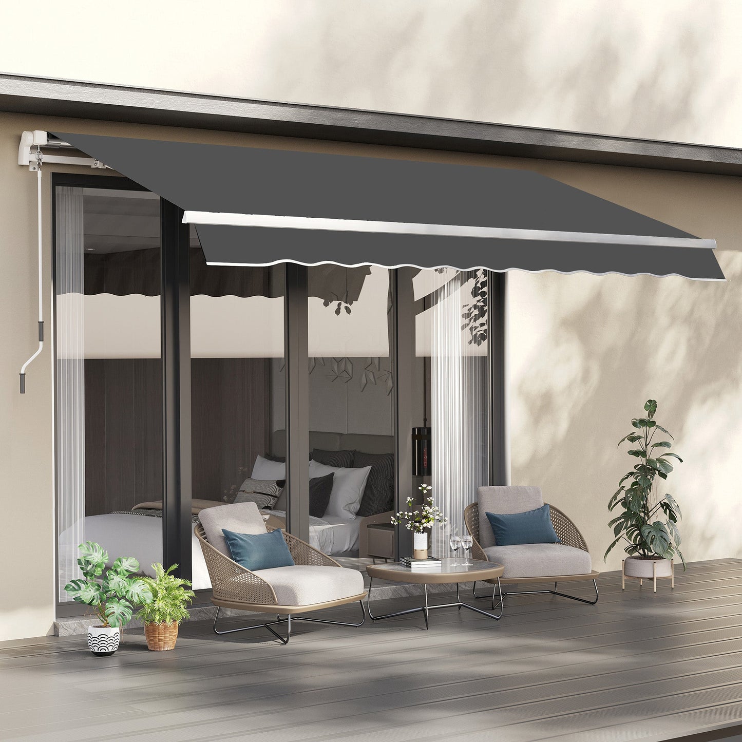 10' x 8' Retractable Awning Fabric Replacement Outdoor Sunshade Canopy Awning Cover, UV Protection, Grey
