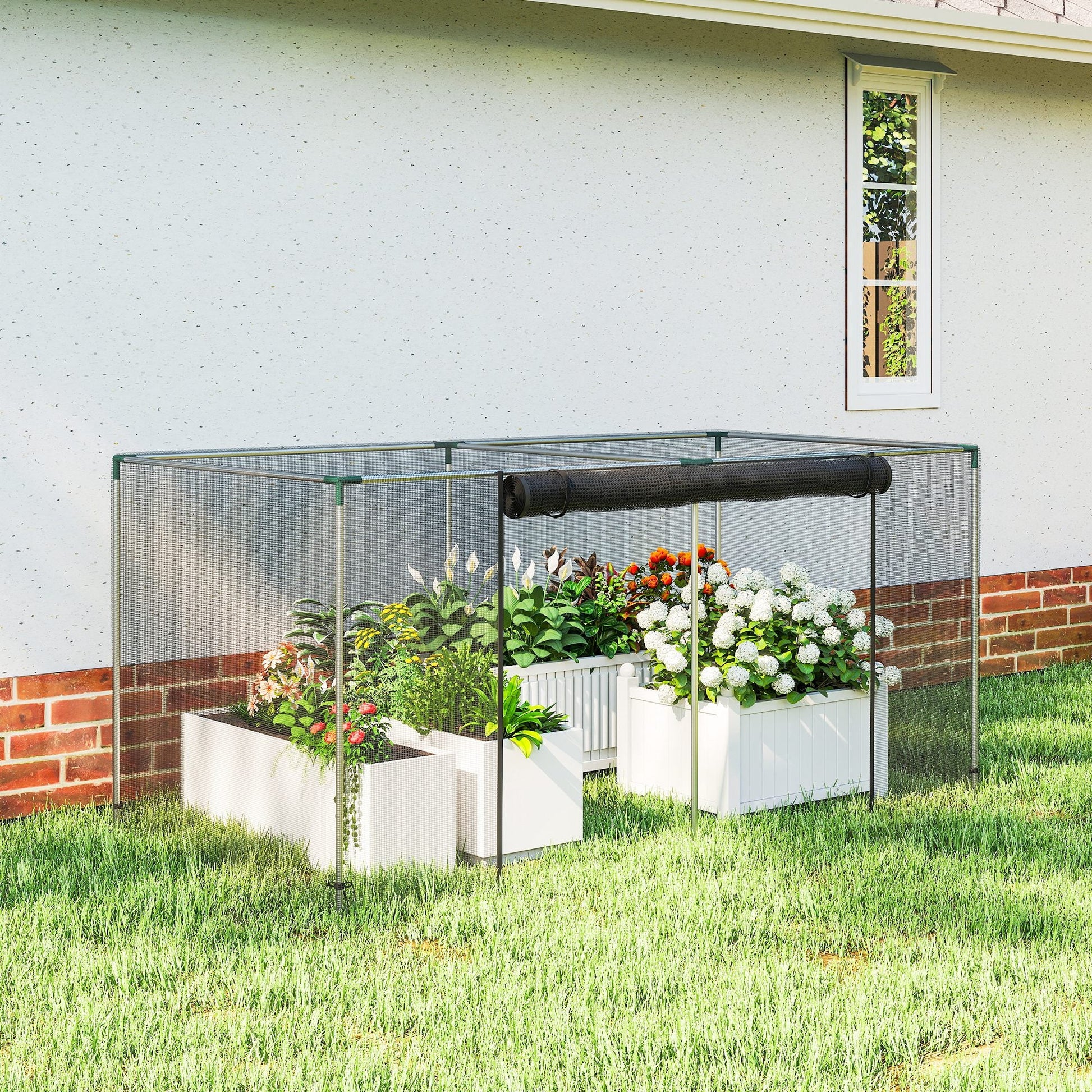 8' x 4' Crop Cage, Plant Protection Tent with Zippered Door and Galvanized Steel Frame, Fruit Cage Netting Cover for Garden, Yard, Lawn, Black