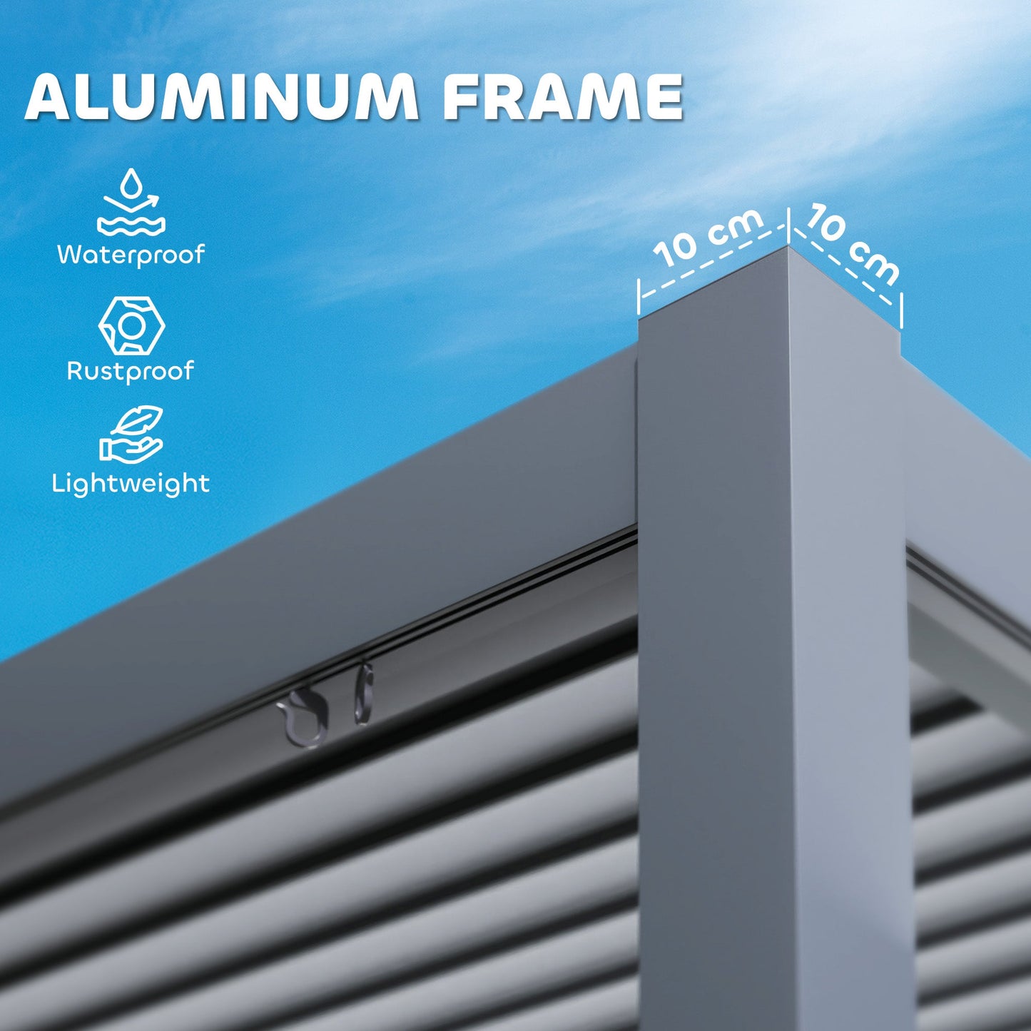 10' x 12' Louvered Pergola with Adjustable Metal Roof and Aluminum Frame, Outdoor Pergola Hardtop Gazebo with Drainage System, Water and UV Proof for Deck Backyard Patio