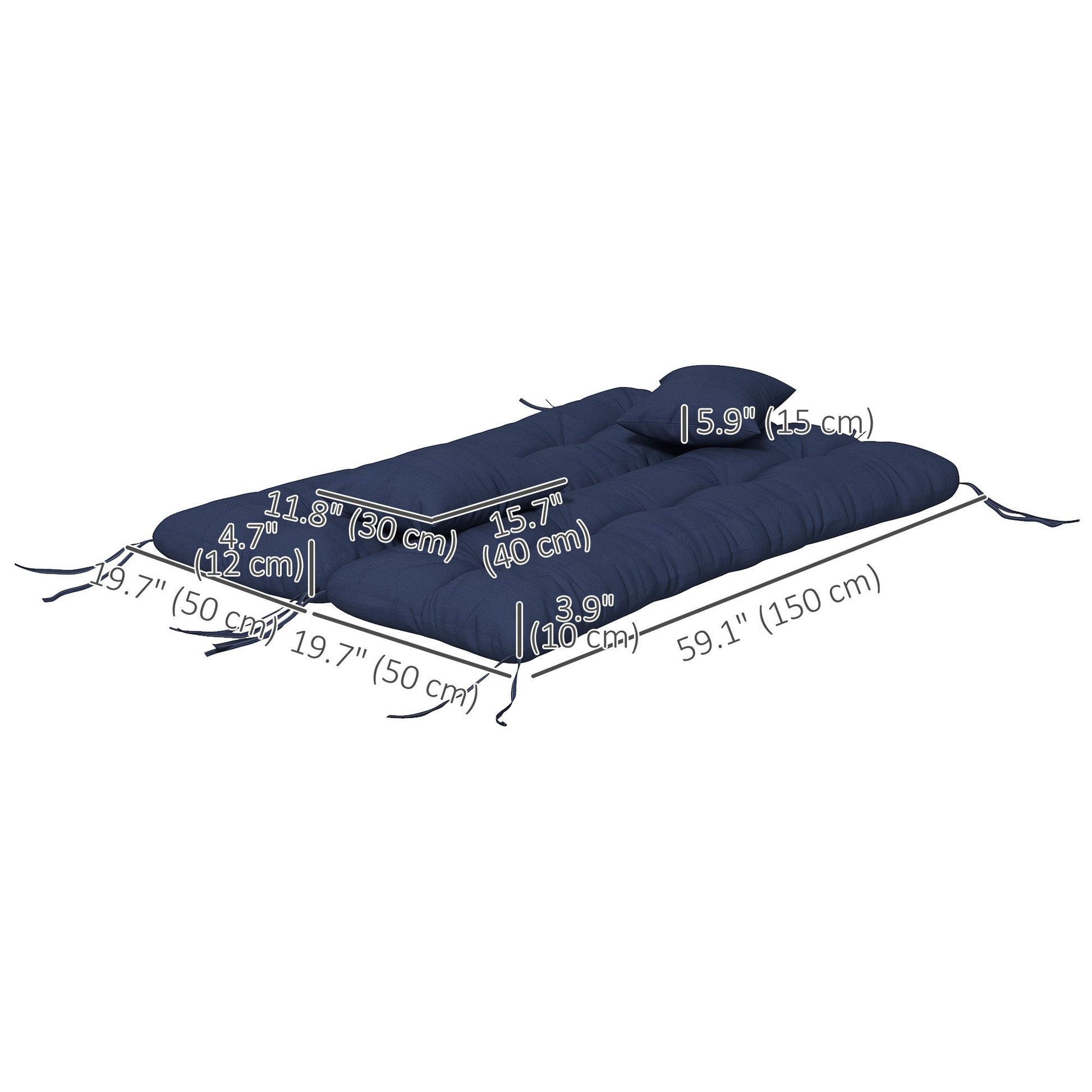 4-Piece Patio Chair Cushions Pillows with Back and Pillows, Seat Replacement Patio Cushions Set with Ties for Indoor Outdoor Garden Furniture, WITHOUT SWING, Navy Blue