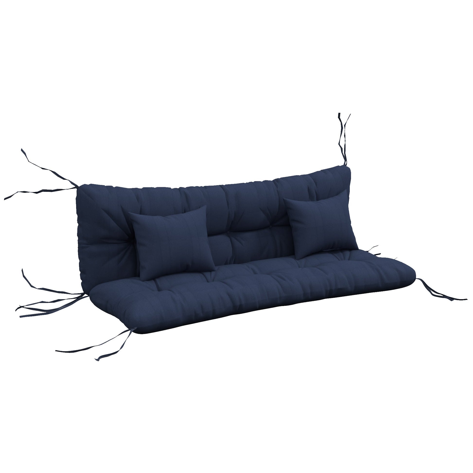 4-Piece Patio Chair Cushions Pillows with Back and Pillows, Seat Replacement Patio Cushions Set with Ties for Indoor Outdoor Garden Furniture, WITHOUT SWING, Navy Blue