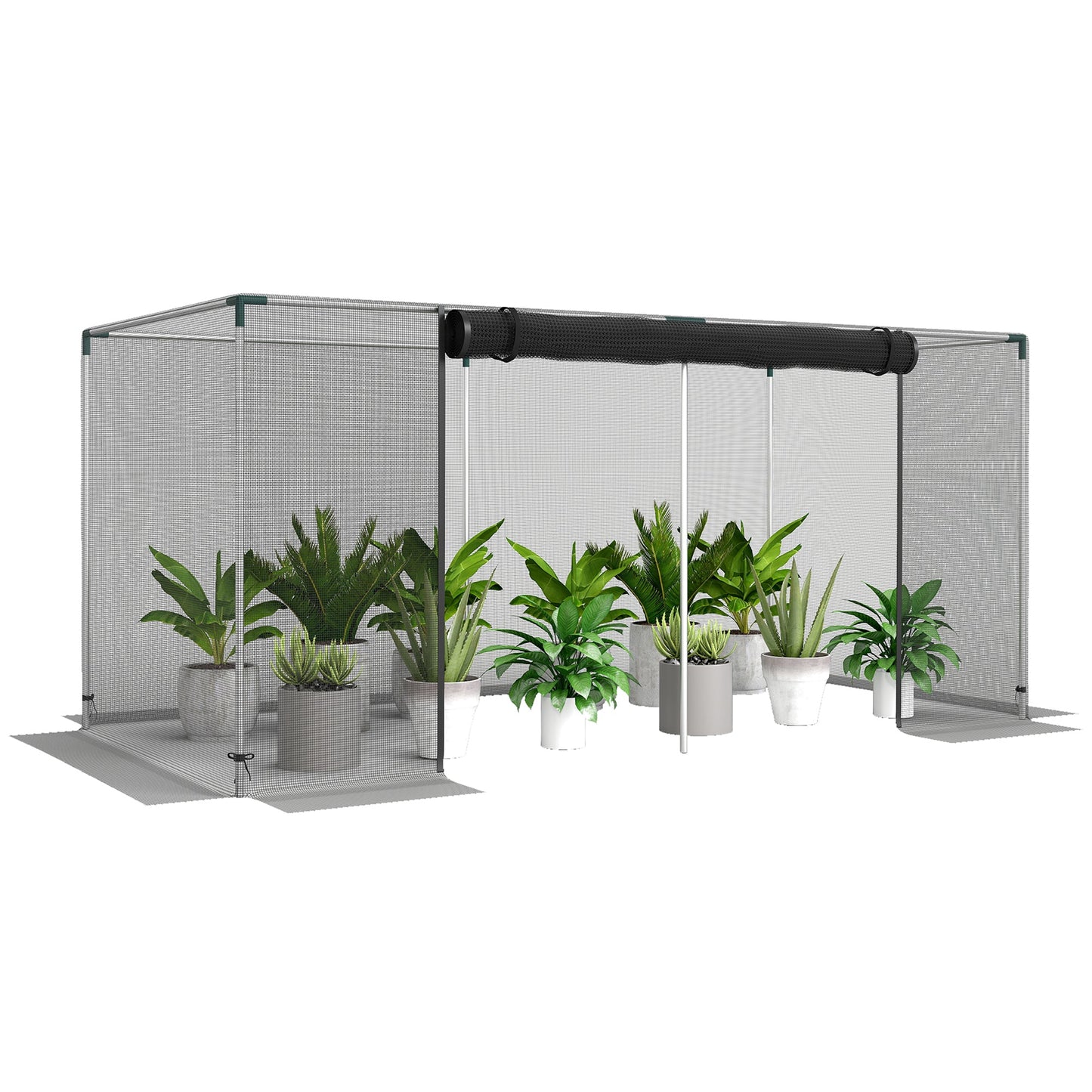 8' x 4' Crop Cage, Plant Protection Tent with Zippered Door and Galvanized Steel Frame, Fruit Cage Netting Cover for Garden, Yard, Lawn, Black