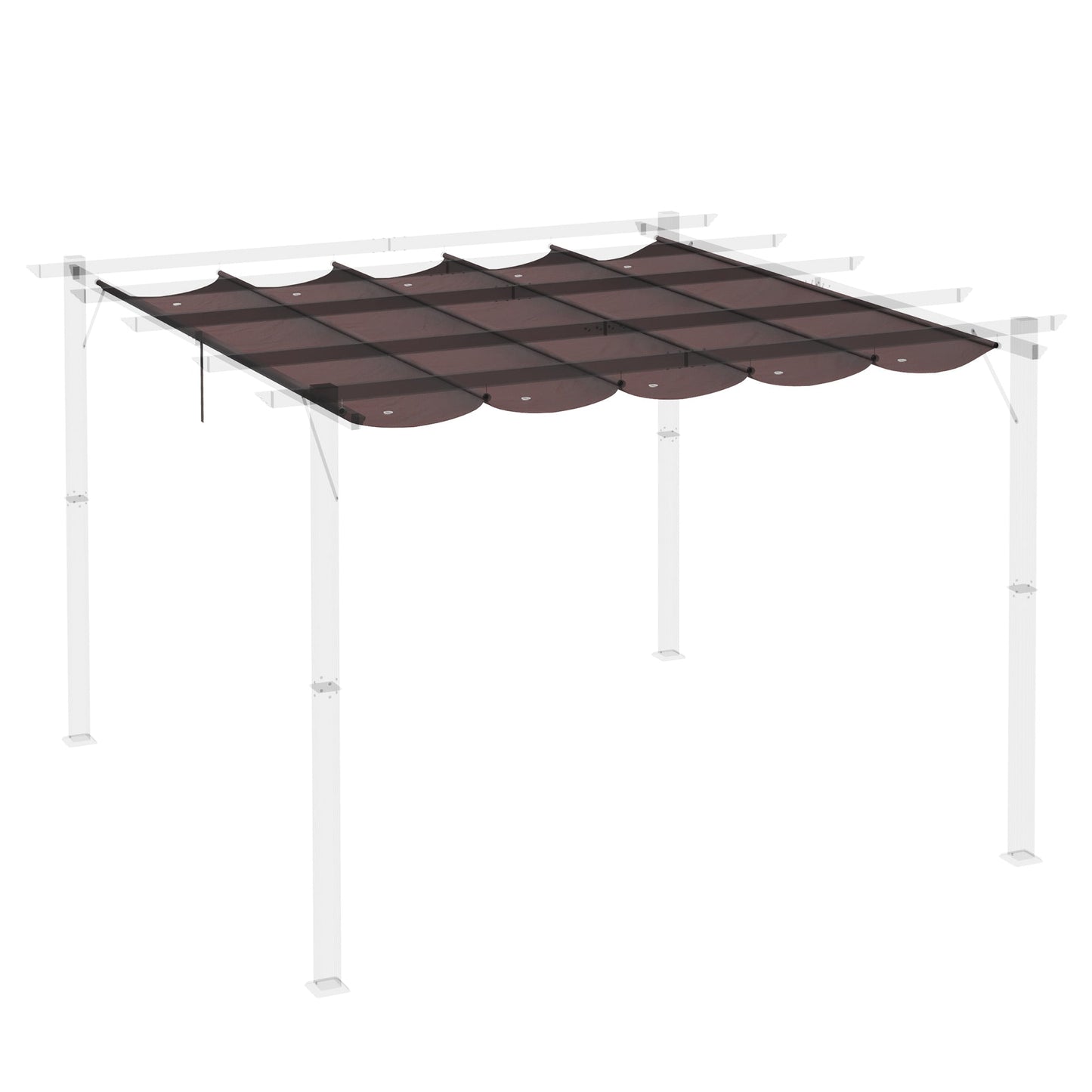 Retractable Replacement Pergola Canopy for 10' x 10' Pergola, Pergola Cover Replacement, Coffee