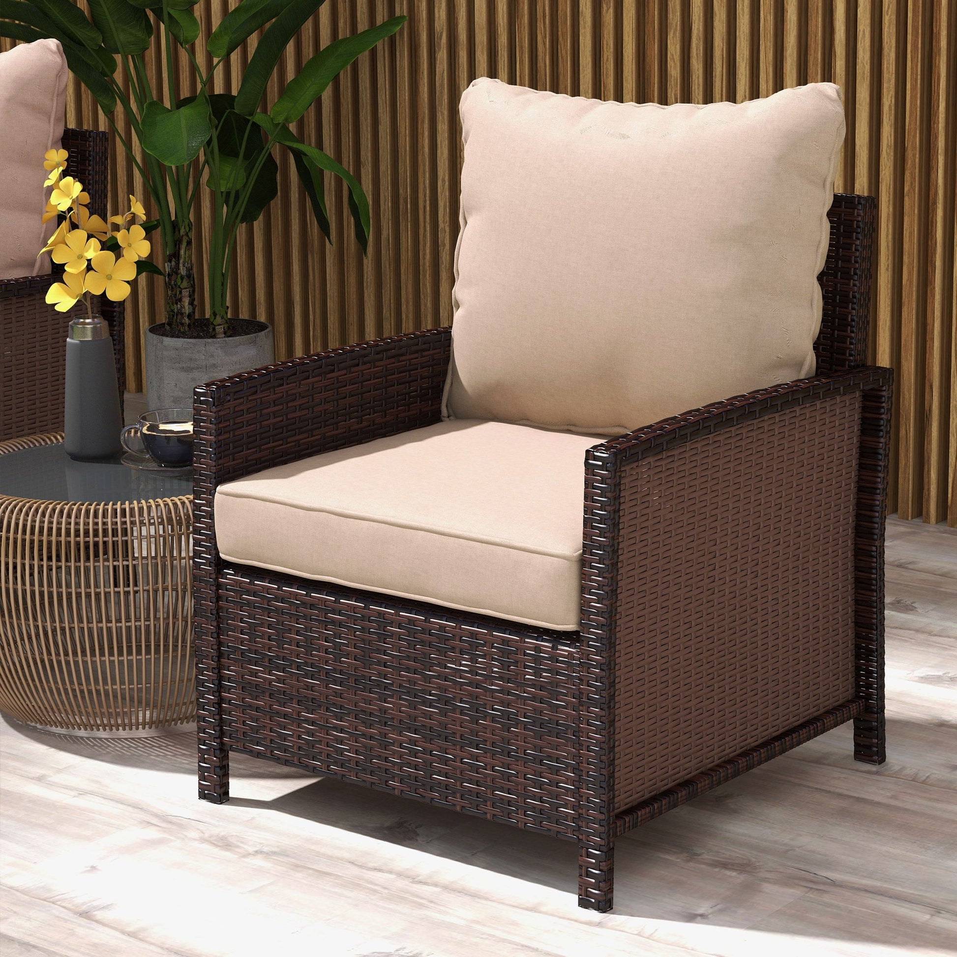 4-Piece Patio Chair Cushions Pillows with Backrest, Seat Replacement Patio Cushions Set for Indoor Outdoor Garden Furniture, Beige