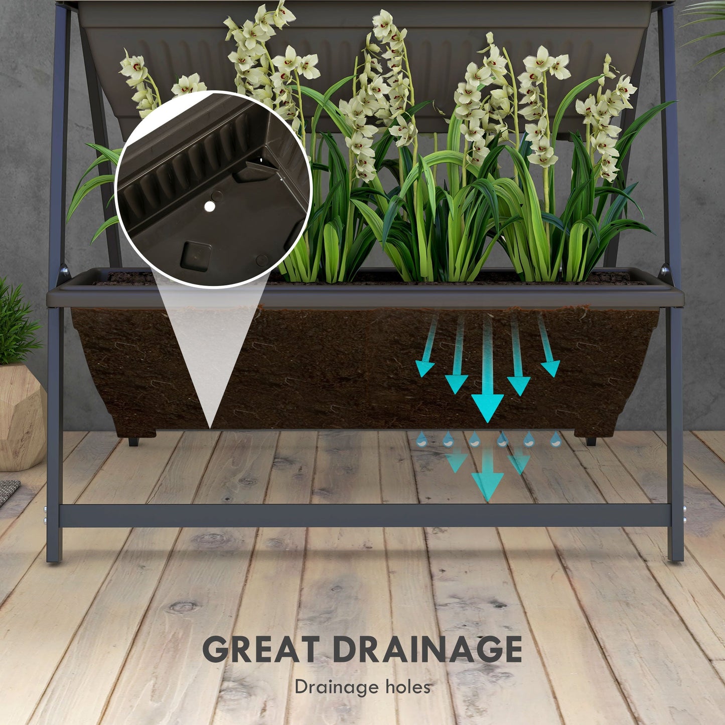 4-Tier Vertical Raised Garden Bed with 4 Planter Boxes, Outdoor Plant Stand Grow Container with Leaking Holes for Balcony Patio Outdoor, Brown