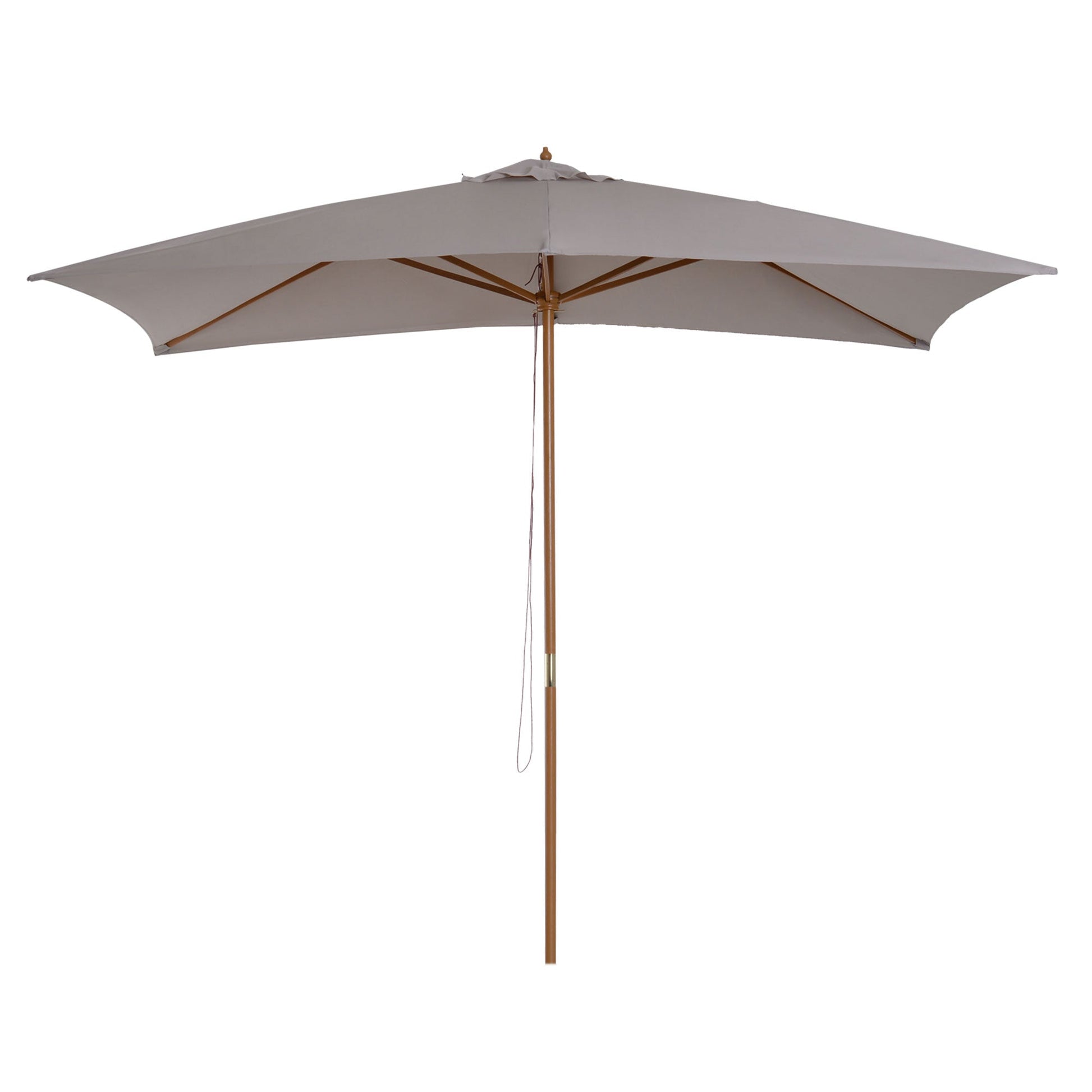 7' x 10' Wooden Patio Umbrella, Rectangular Garden Parasol, Market Table Umbrella with Top Vent, Grey