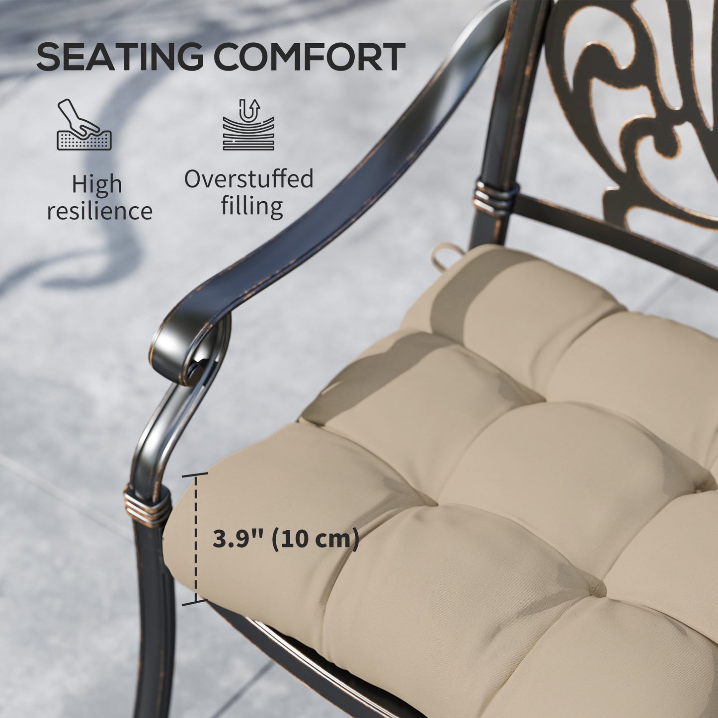 4-Piece Patio Chair Cushions Pillows, 19" x 19" x 4" Patio Cushions Set with Ties for Indoor Outdoor Garden Furniture