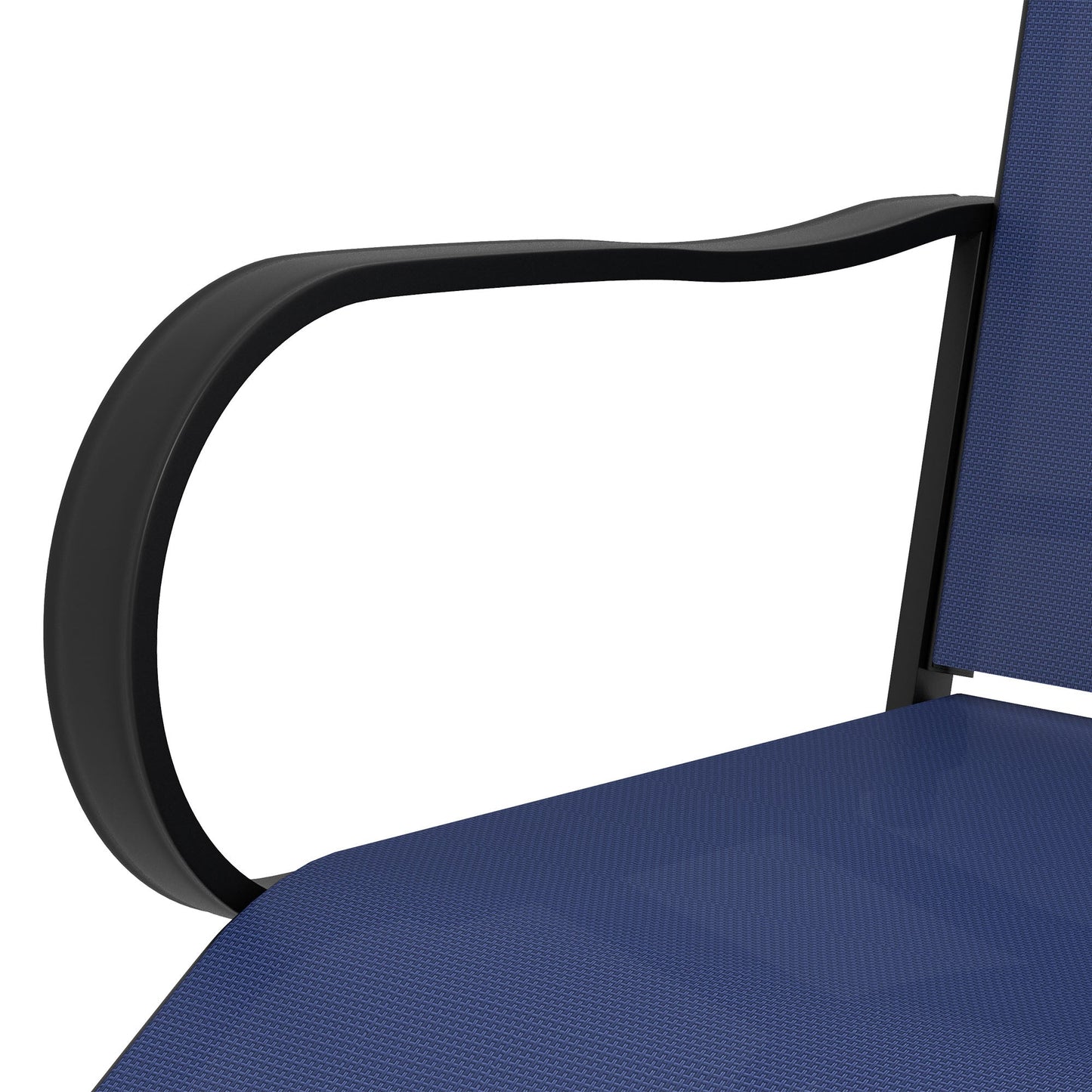 Outdoor Bar Stools Set of 2 with Armrests, 360° Swivel Bar Height Patio Chairs with Mesh Fabric, Steel Frame Dining Chairs, for Balcony, Poolside, Backyard, Navy Blue