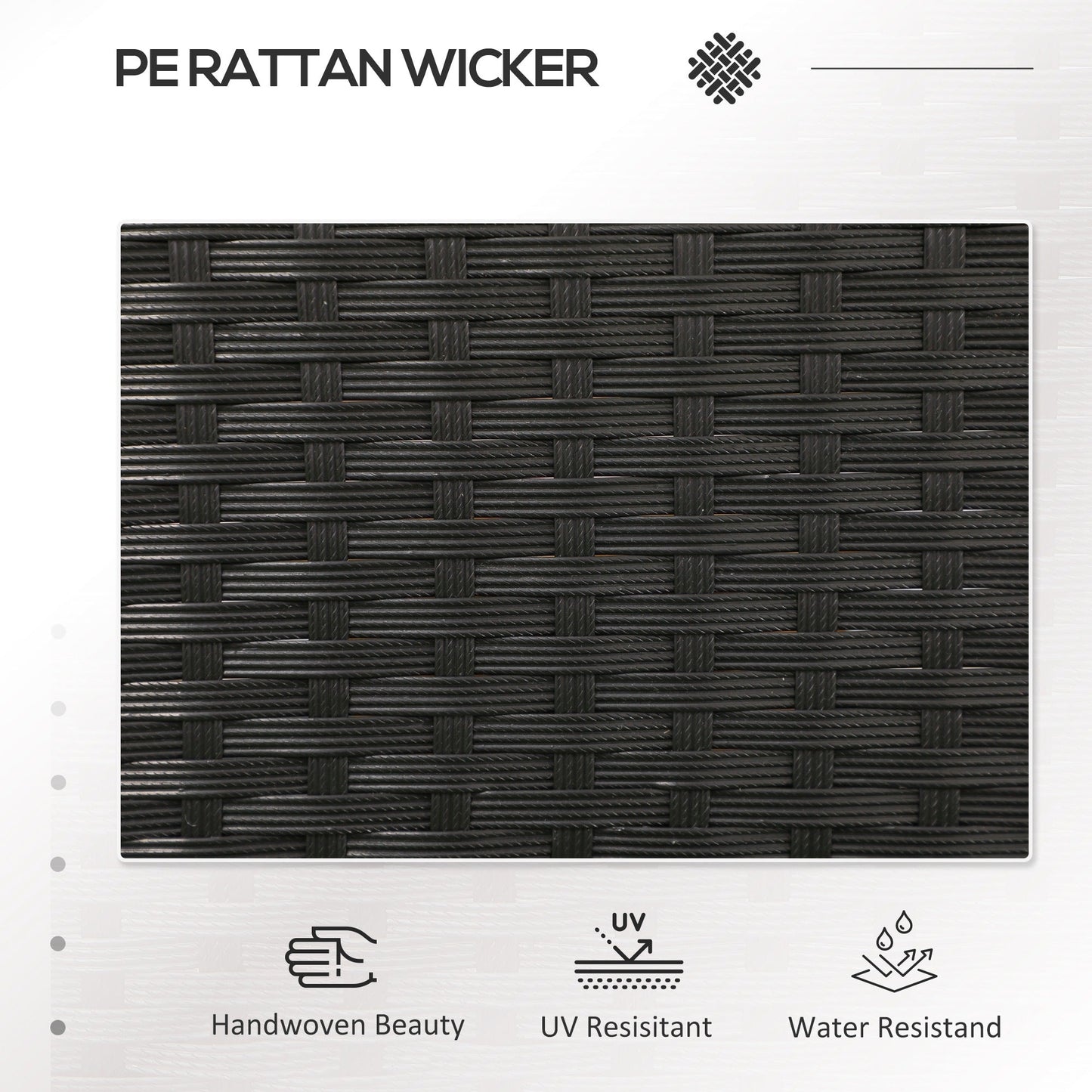 2-Seat Patio Furniture with Tea Table, Outdoor PE Rattan Wicker Loveseat with Padded Cushions and Tempered Glass Top for Garden, Porch, Poolside, Black