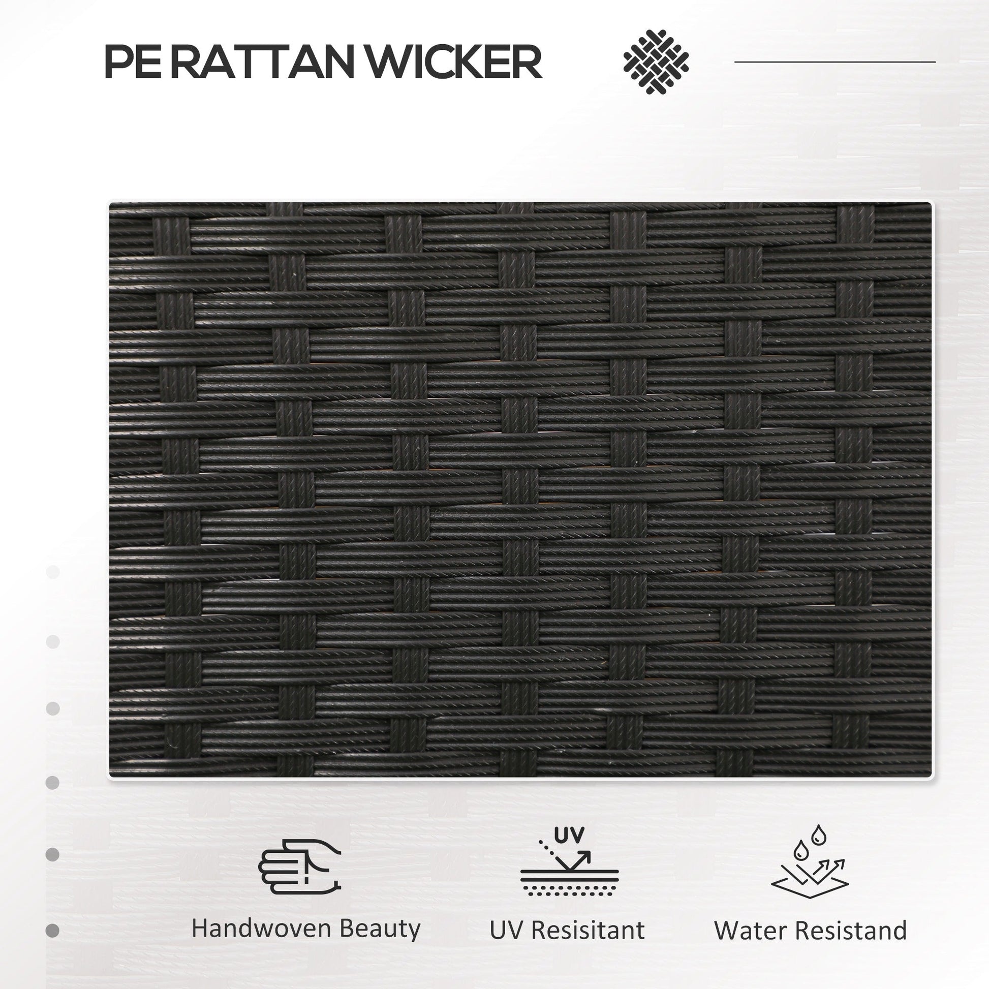 2-Seat Patio Furniture with Tea Table, Outdoor PE Rattan Wicker Loveseat with Padded Cushions and Tempered Glass Top for Garden, Porch, Poolside, Black