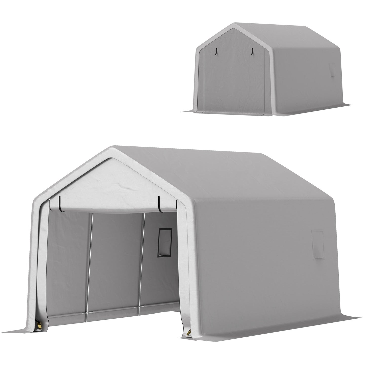 10 x 17 ft Heavy Duty Carport, Portable Garage with Roll-up Zipper Door, Steel Carport Tent Shelter UV Resistant Waterproof for Motorcycle Garden Storage, Grey