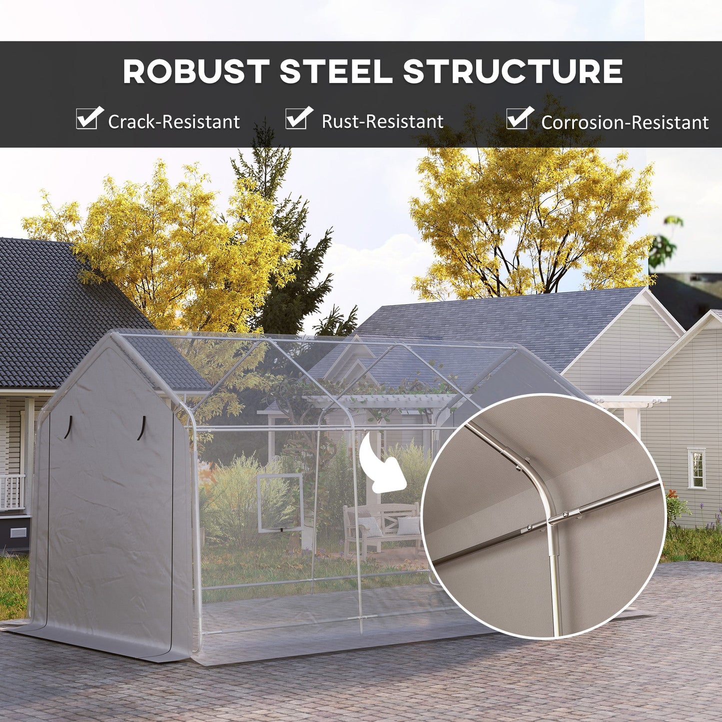 10 x 17 ft Heavy Duty Carport, Portable Garage with Roll-up Zipper Door, Steel Carport Tent Shelter UV Resistant Waterproof for Motorcycle Garden Storage, Grey