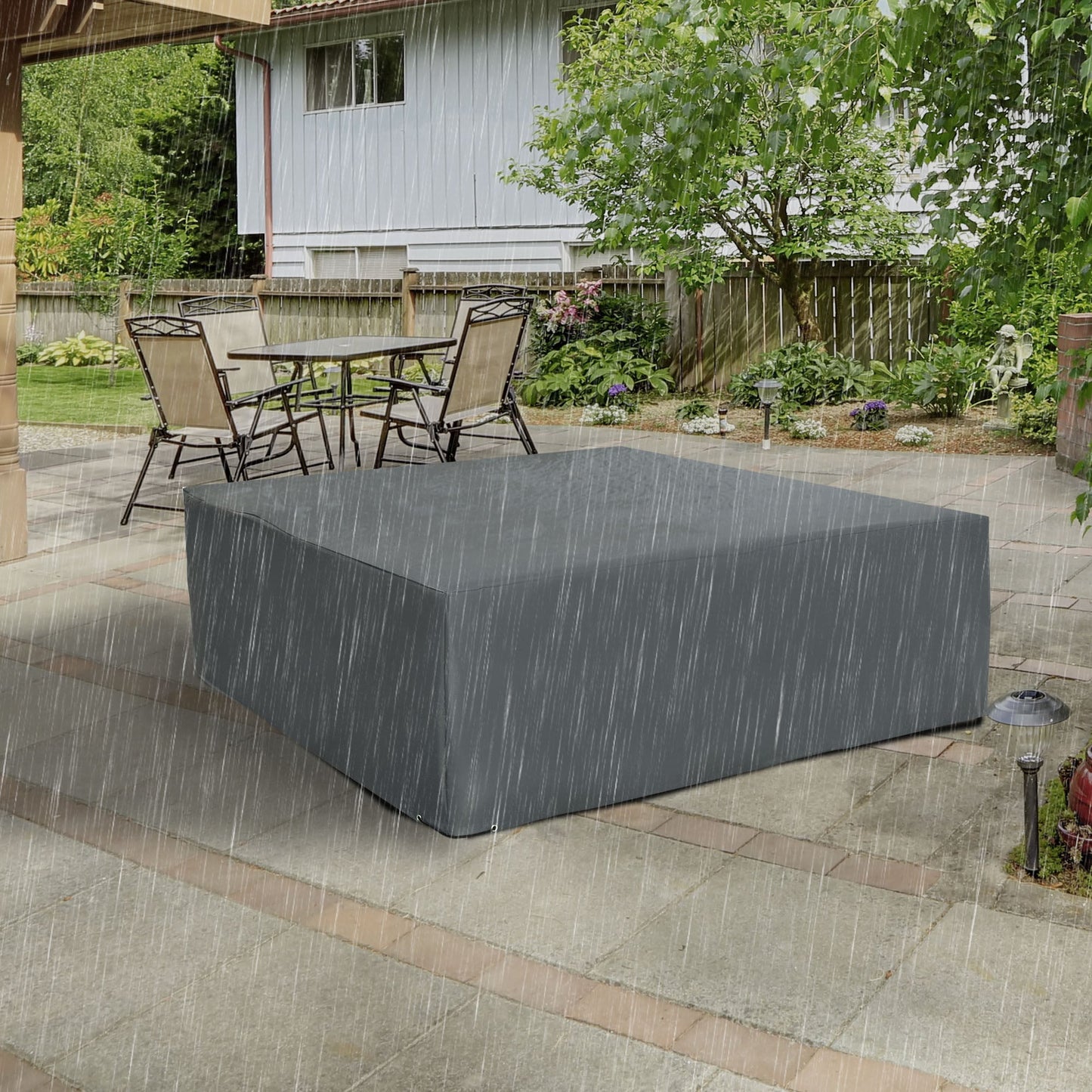 Patio Furniture Covers Waterproof, 600D Heavy Duty Oxford Outdoor Patio Cover, UV-Resistant Outdoor Lounge Chair Cover, 80.7" x 75.6" x 24", Grey