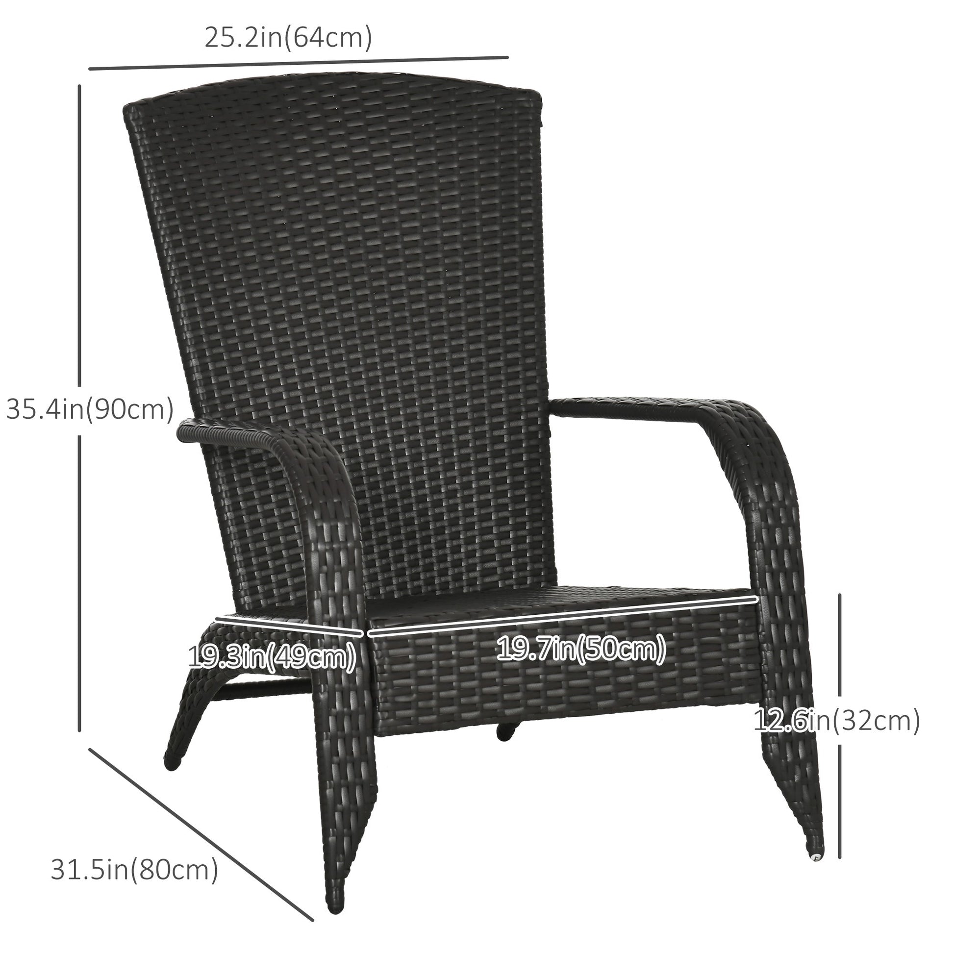 Patio Wicker Adirondack Chair, PE Rattan Outdoor Muskoka Chair, Fire Pit Chair with Cushions for Patio, Garden, Backyard, Poolside, Balcony, Deck, Cream White