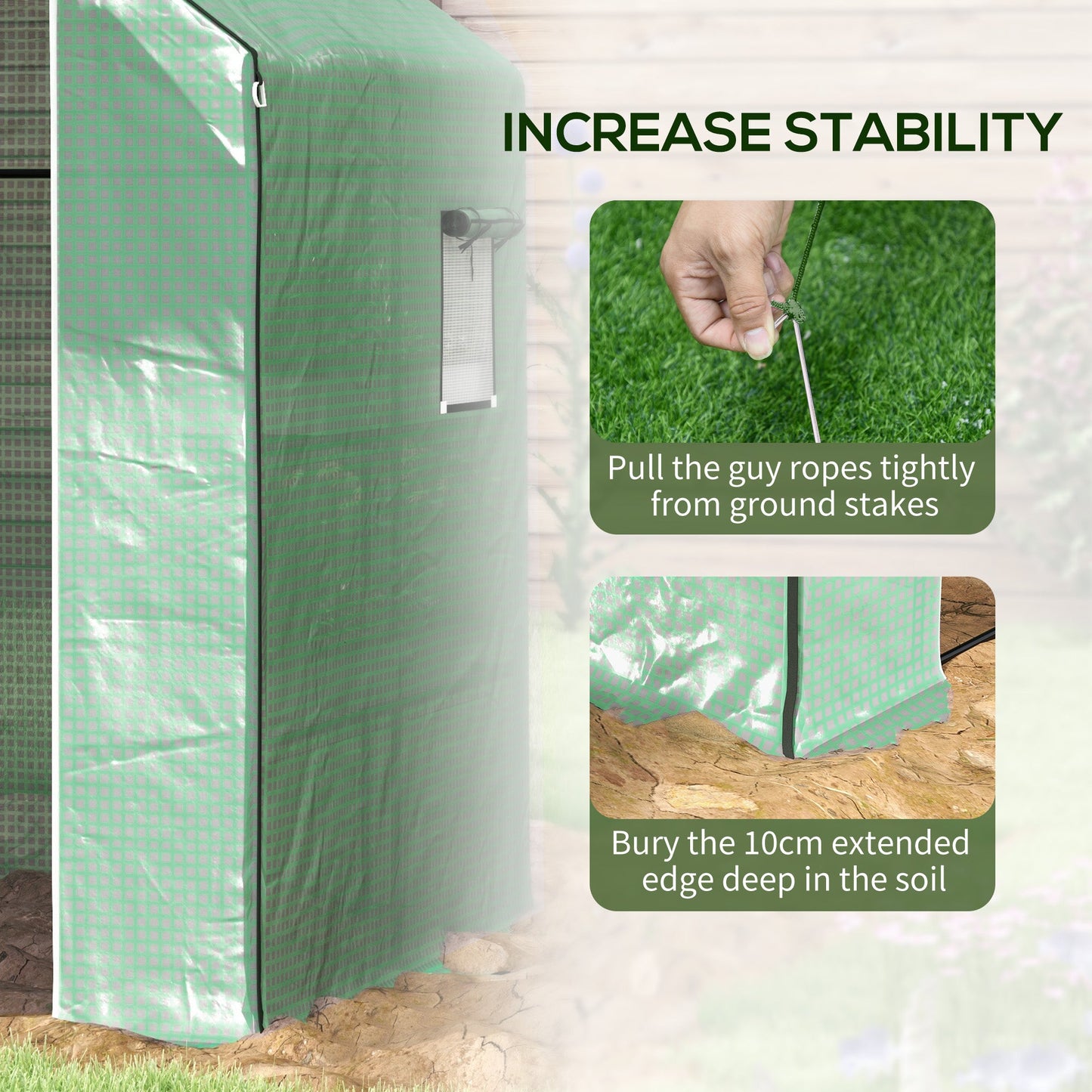 4.6' x 4.7' x 6.2' Walk-in Greenhouse with 3 Tier 8 Shelves, Outdoor Green House with Reinforced PE Cover, Garden Plant Grow Hot House Roll-up Door and Mesh Windows, Green